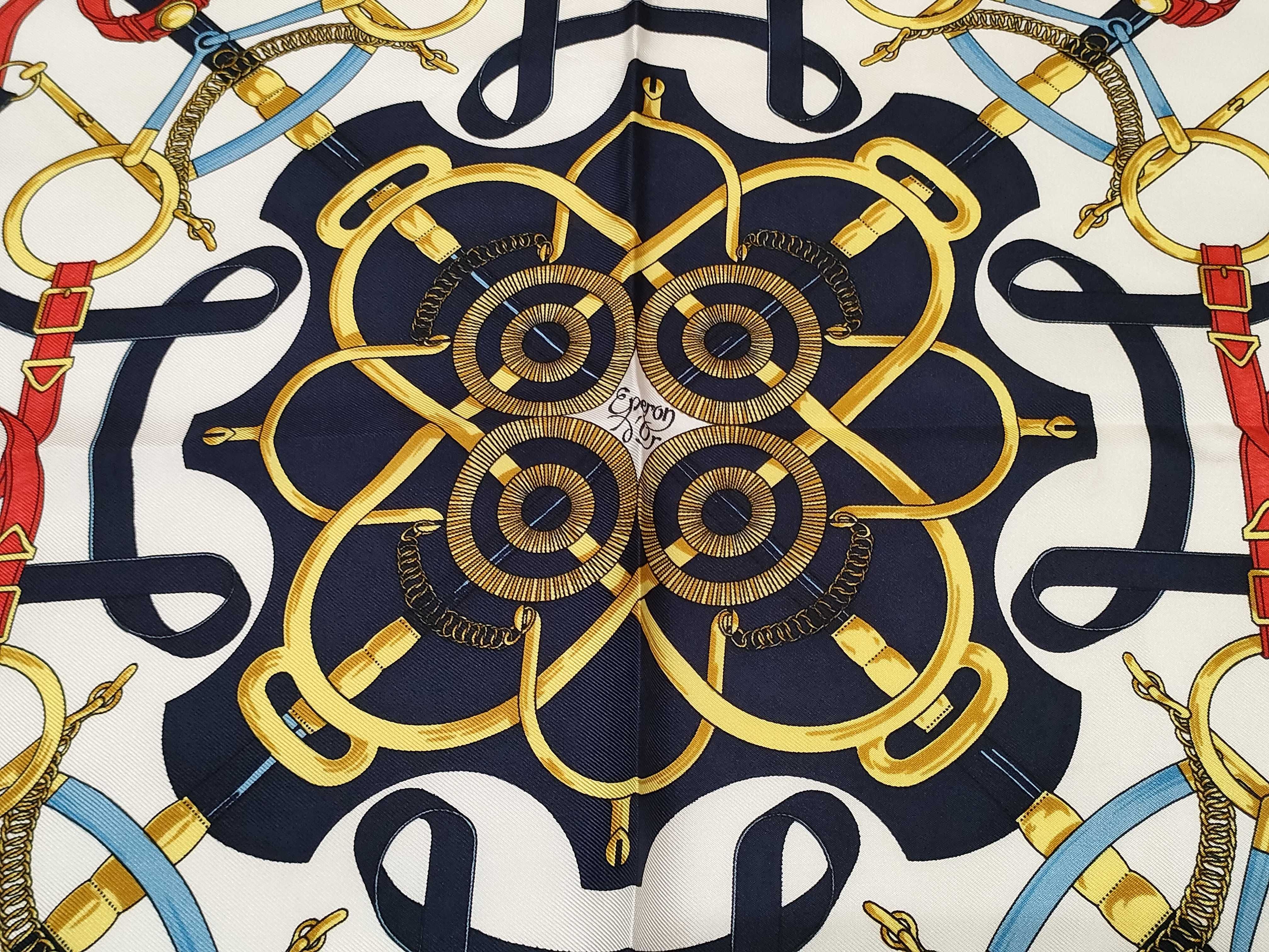Hermes Eperon d'Or Silk Gavroche Scarf