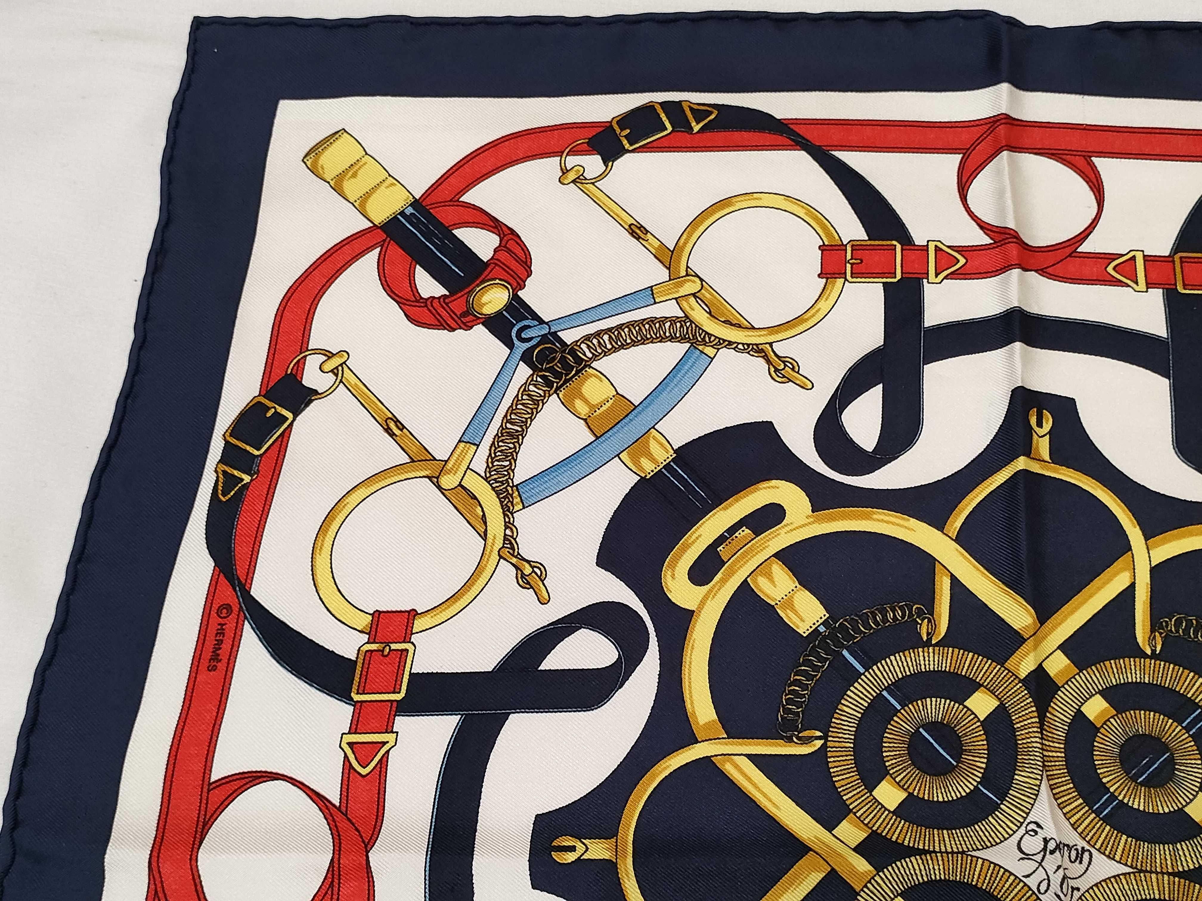 Hermes Eperon d'Or Silk Gavroche Scarf