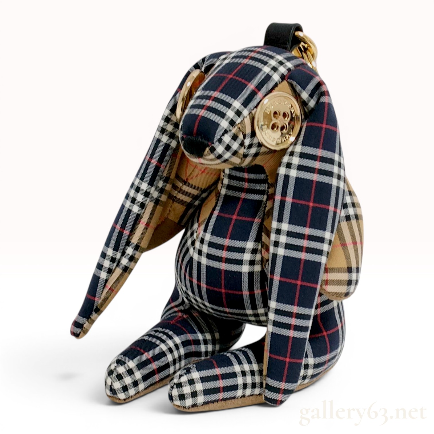 Burberry Multi-Check Fabric Bunny Bag Charm with Original Box