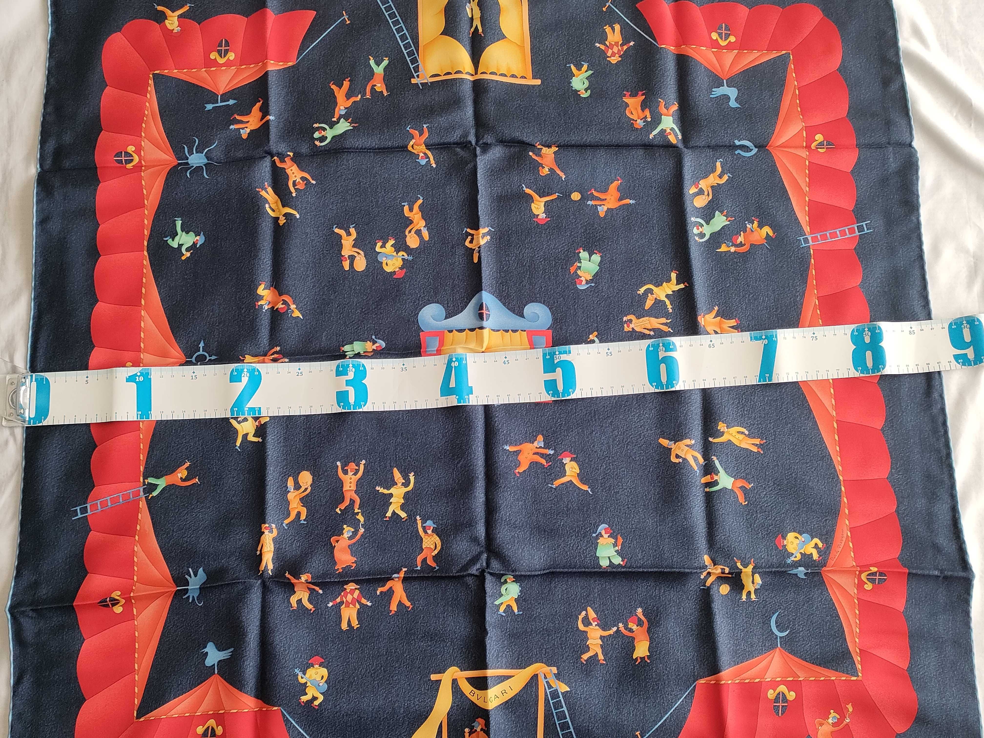 Bulgari Girotondo di Marionette Blue Silk Scarf w/Box