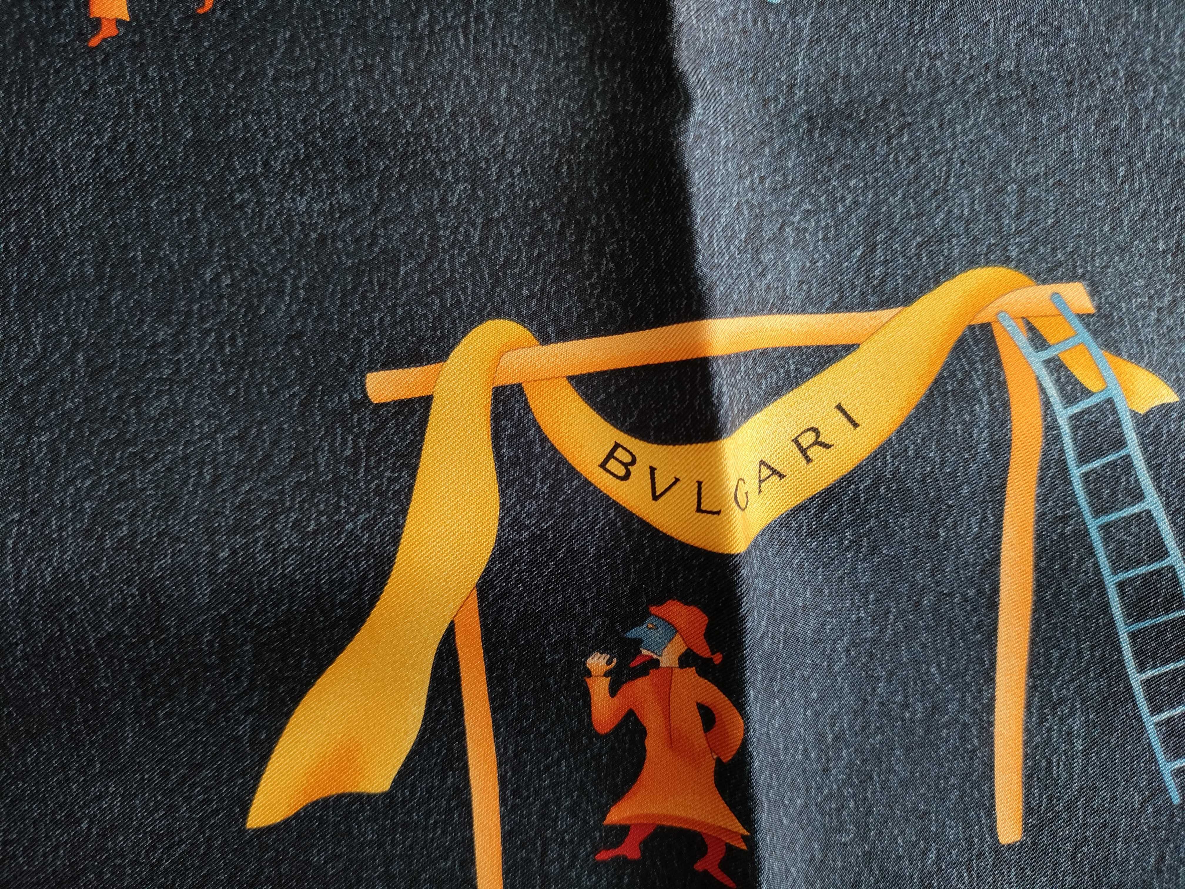 Bulgari Girotondo di Marionette Blue Silk Scarf w/Box