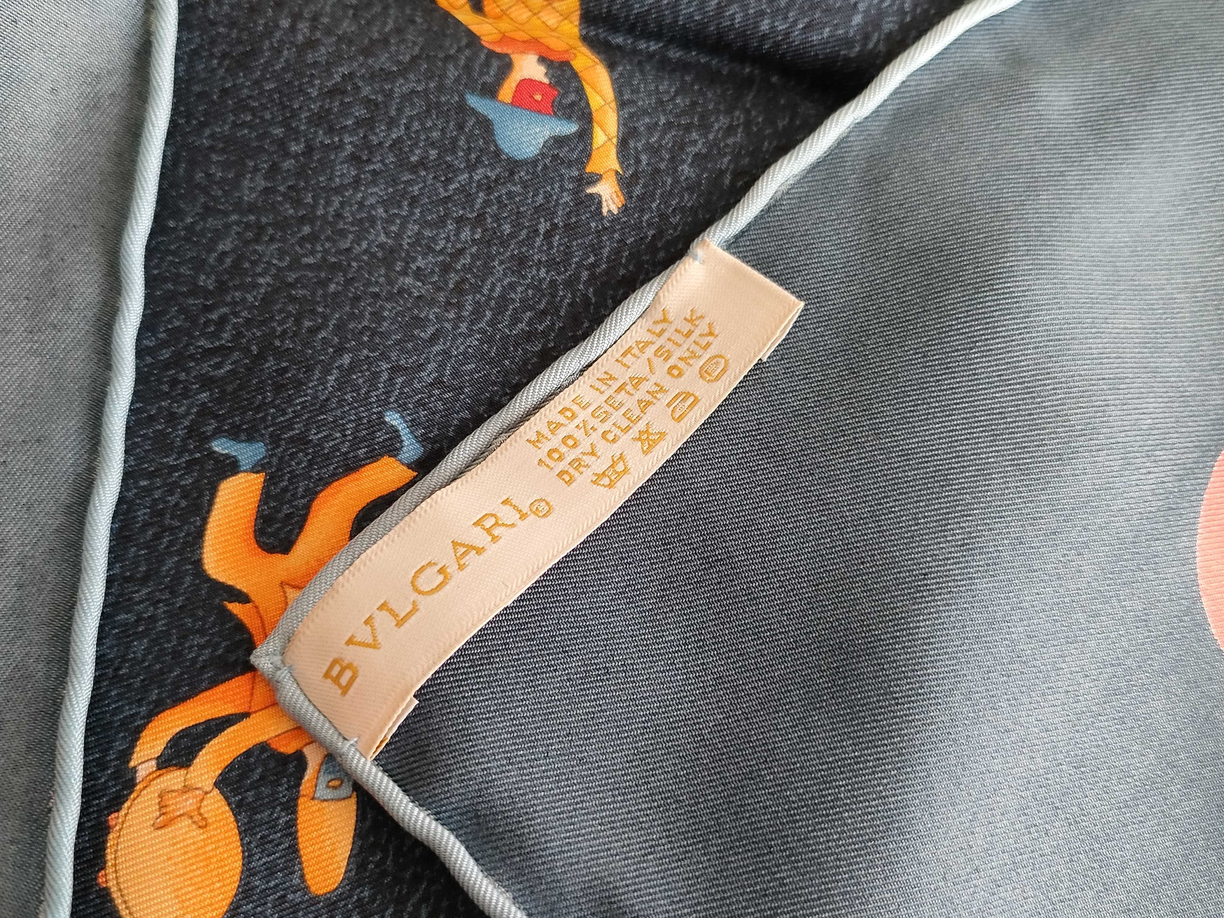 Bulgari Girotondo di Marionette Blue Silk Scarf w/Box