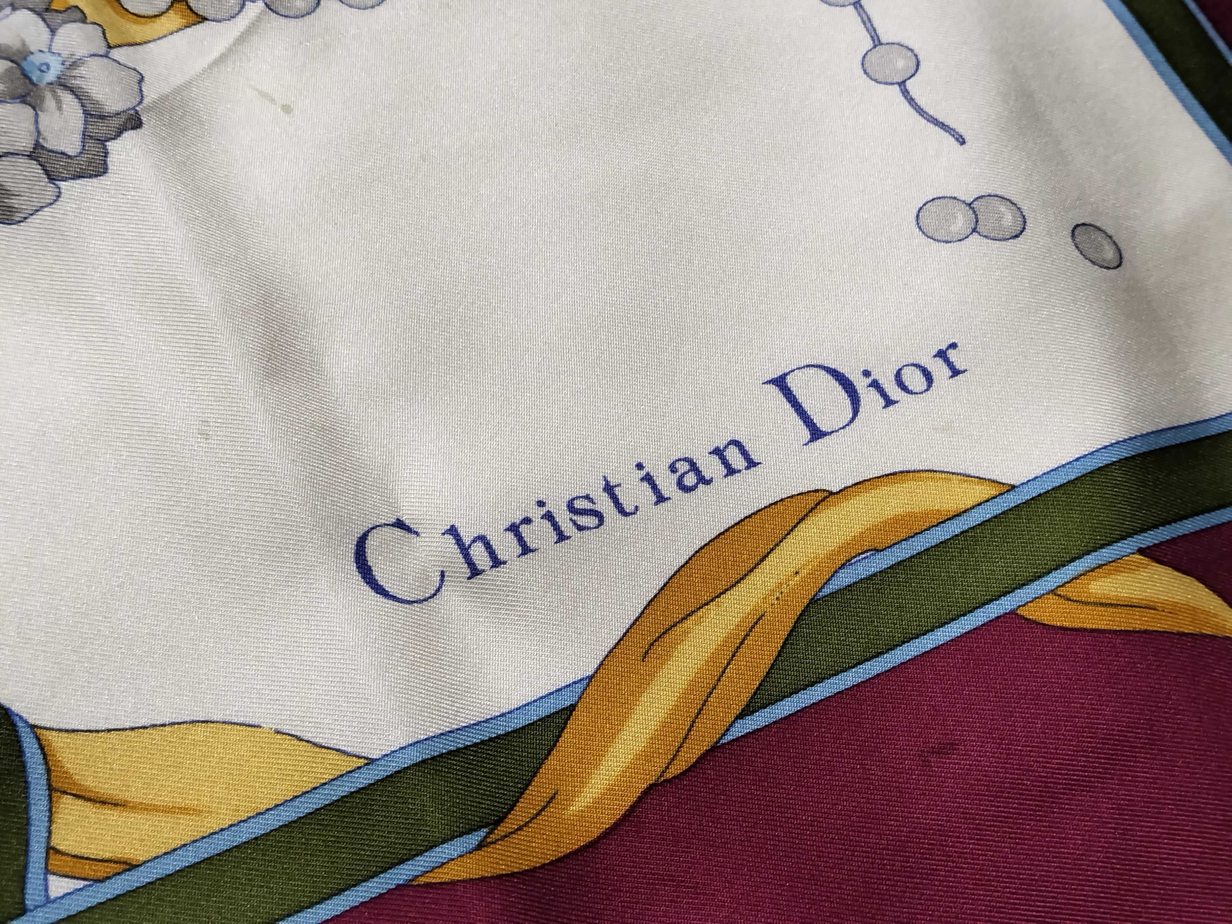 Christian Dior Floral and Ribbon Motif Silk Scarf