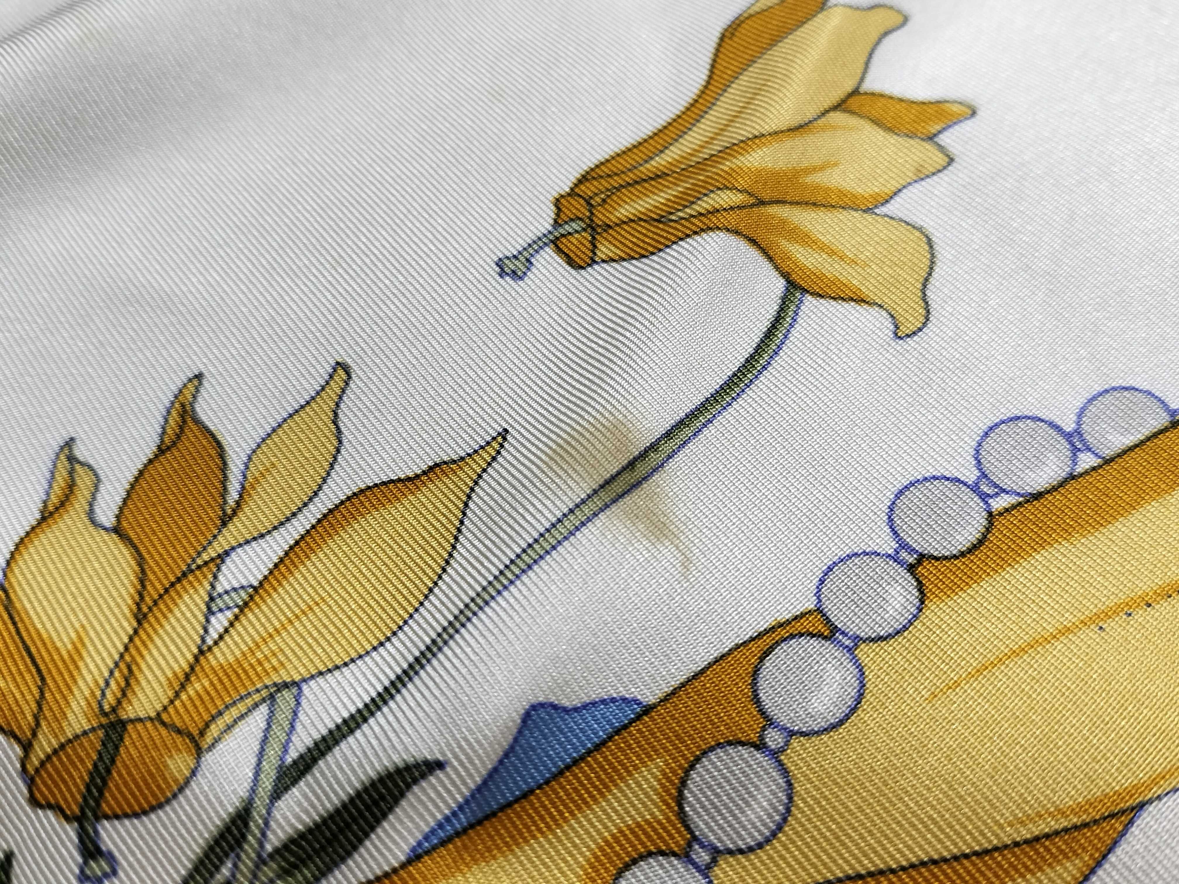 Christian Dior Floral and Ribbon Motif Silk Scarf