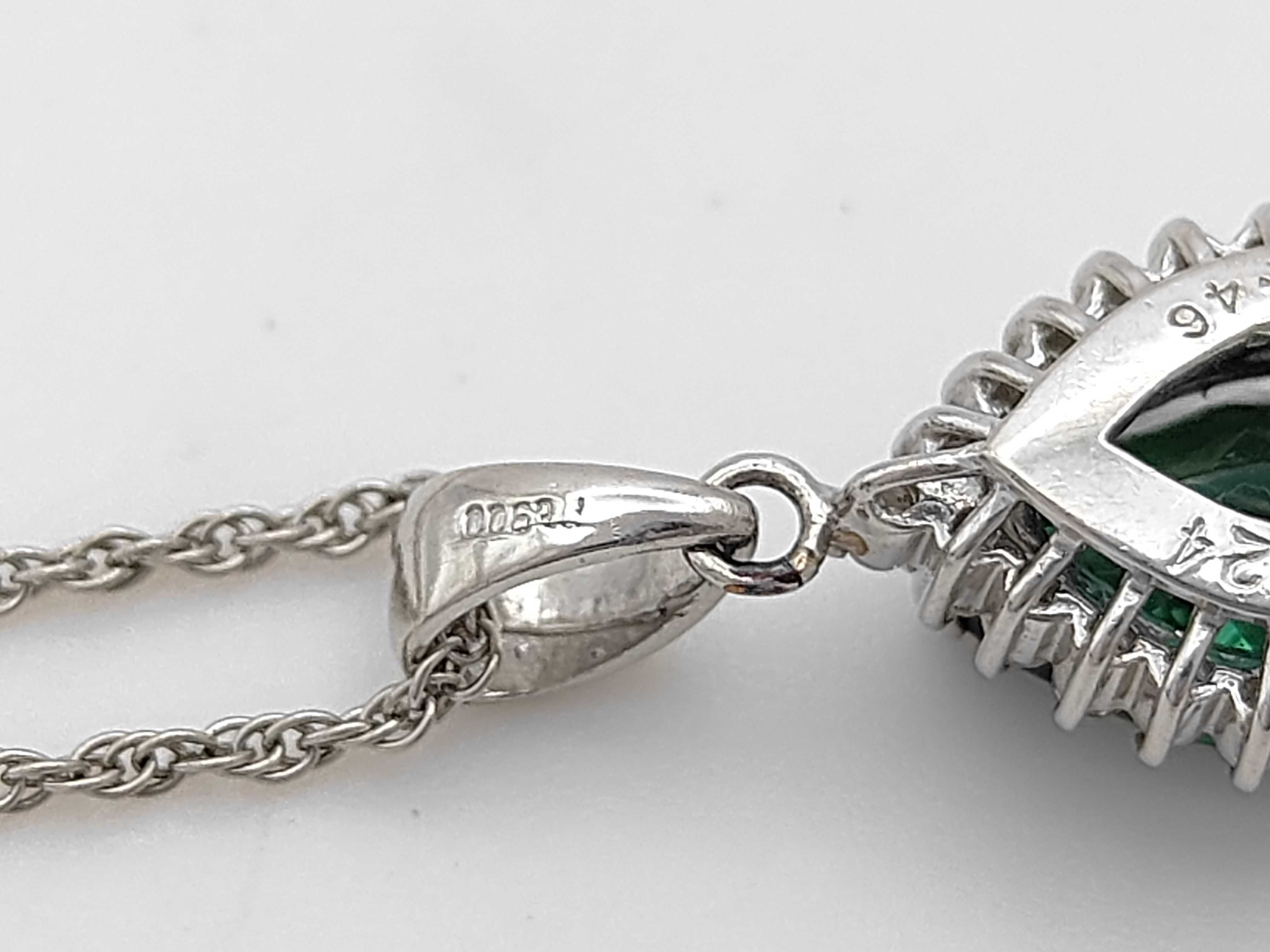 Platinum Natural 2.46ct Lagoon Tourmaline and Diamond Halo Pendant Necklace