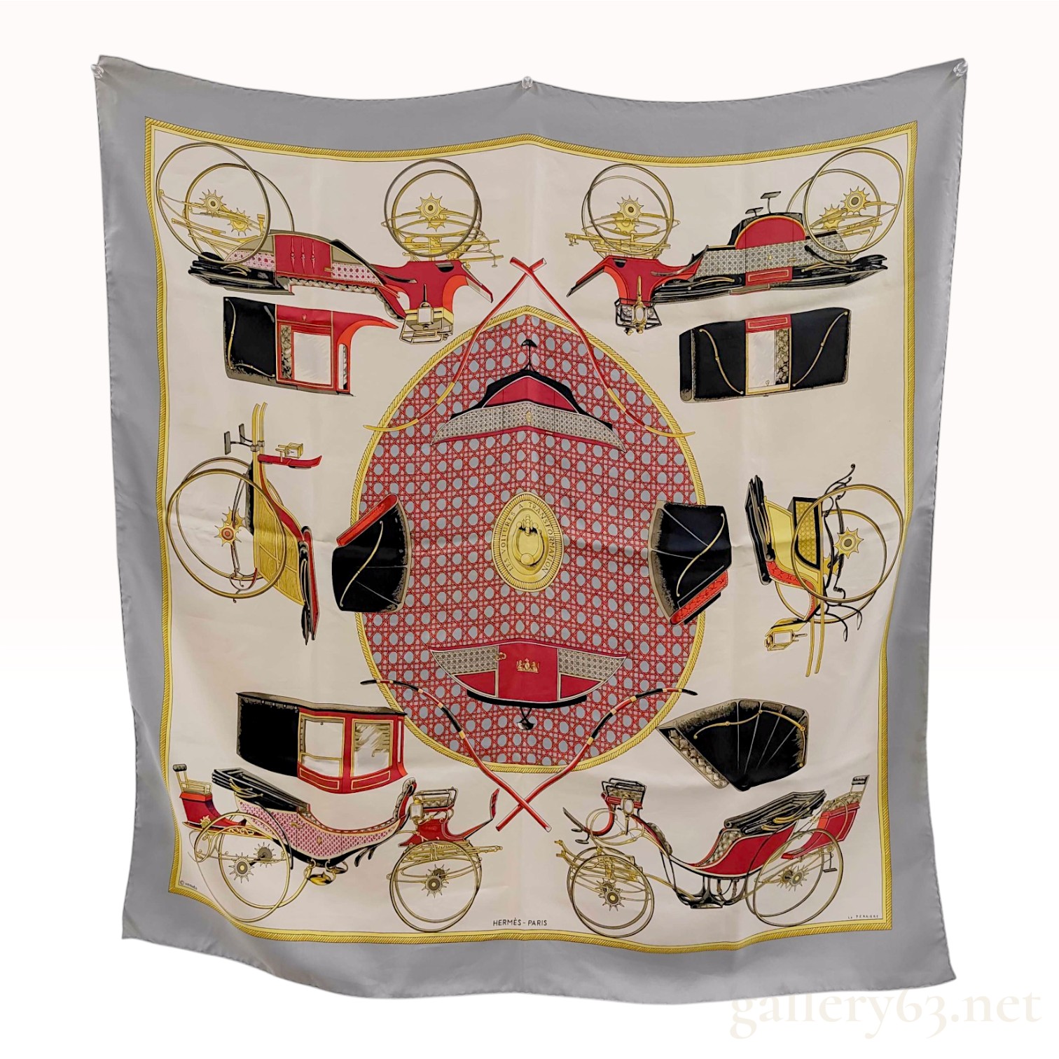 Hermes Les Voitures a Transformation Silk Scarf