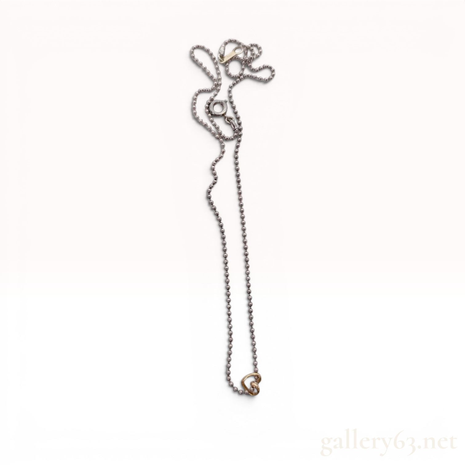 4C Silver & 10K Gold Interlocking Heart Pendant Necklace