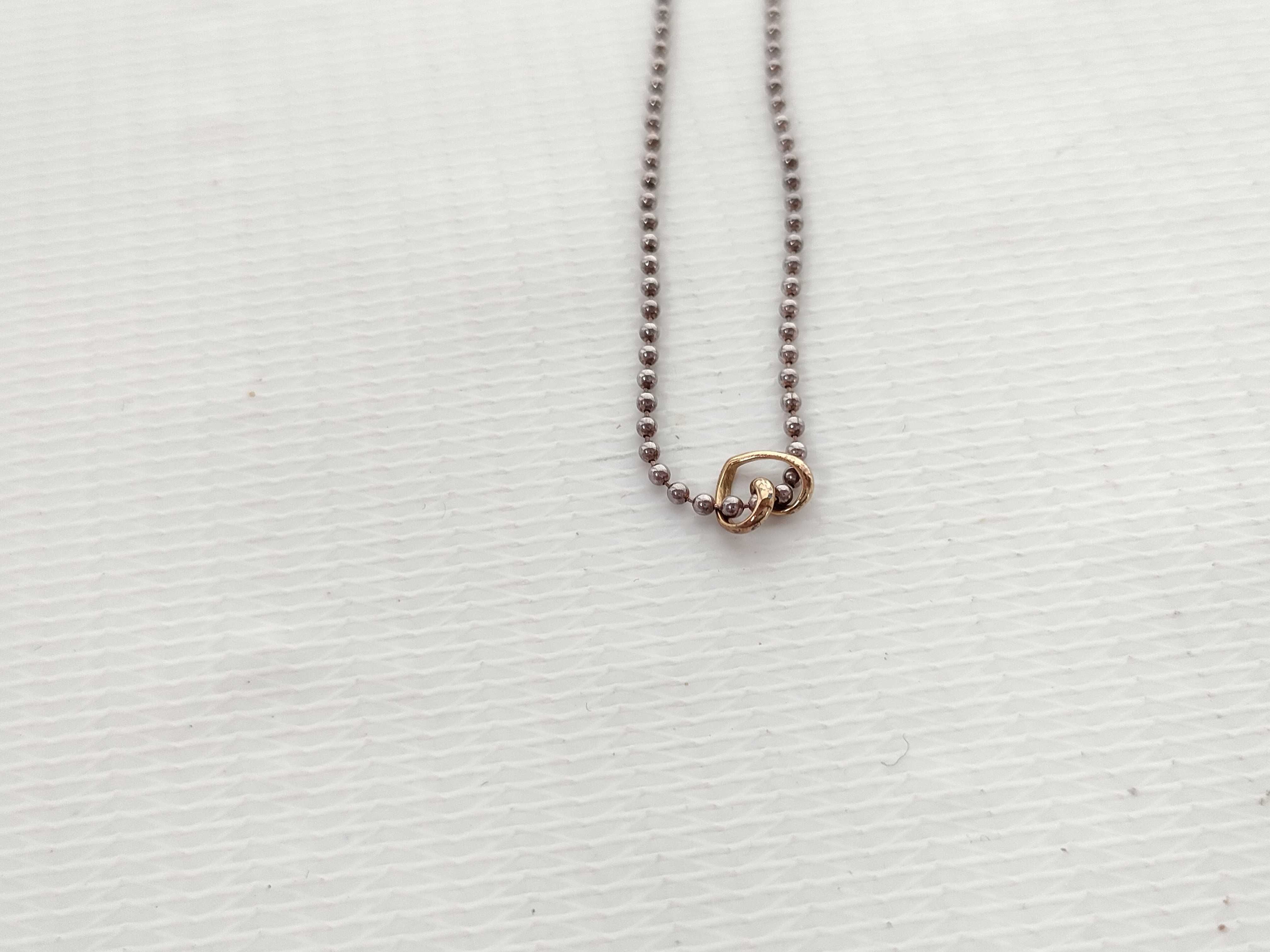 4C Silver & 10K Gold Interlocking Heart Pendant Necklace