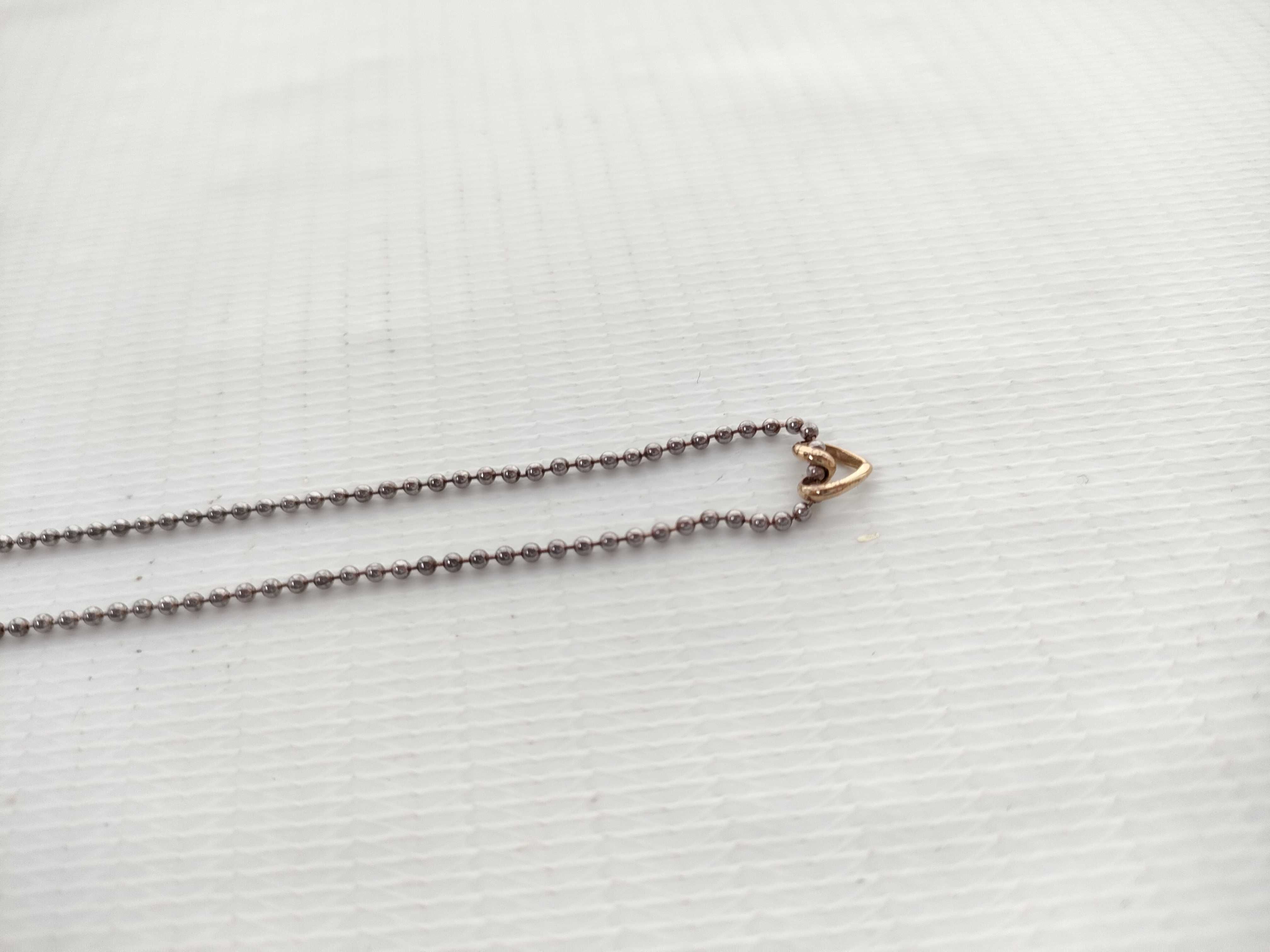 4C Silver & 10K Gold Interlocking Heart Pendant Necklace