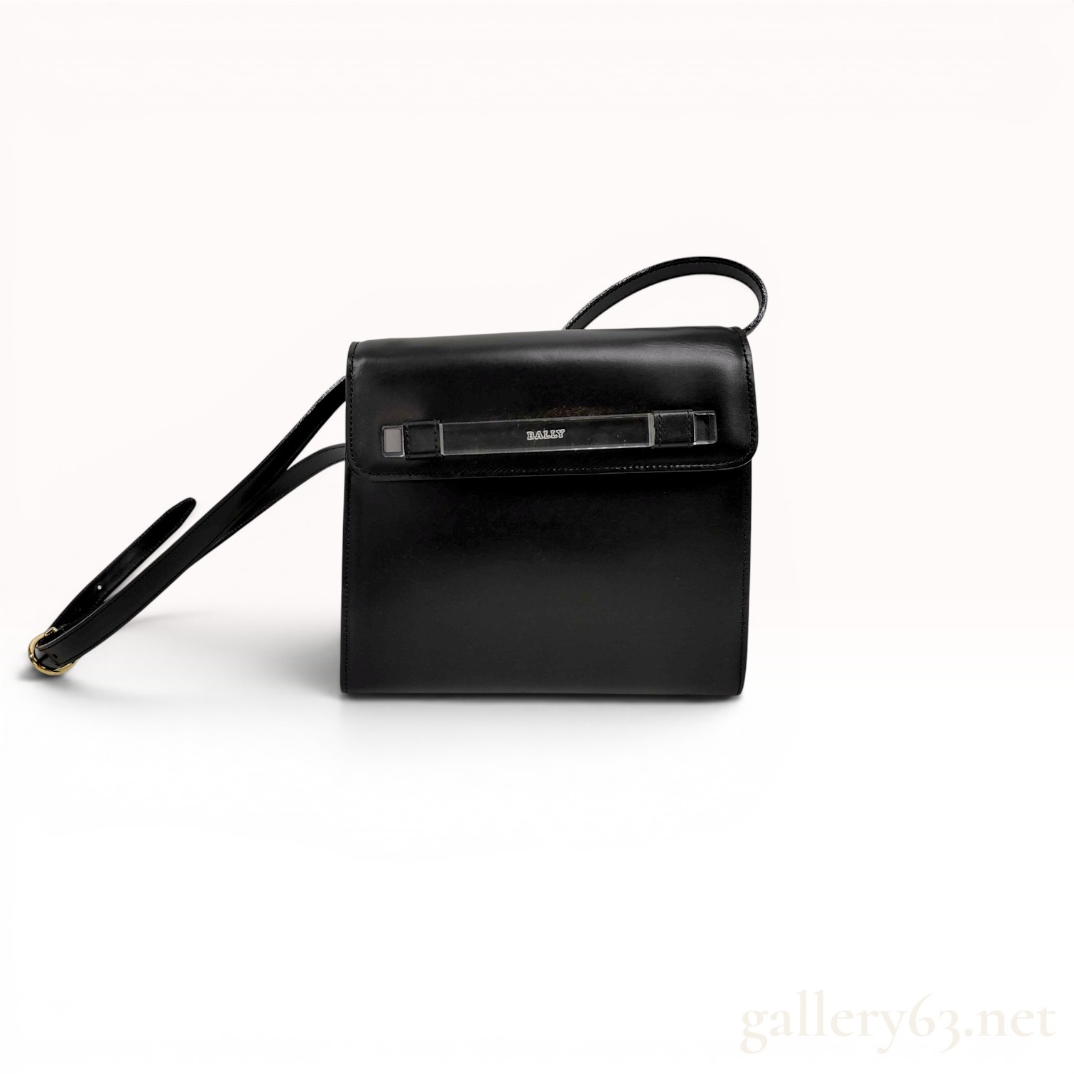 Bally Vintage Structured Black Leather Flap Shoulder Bag