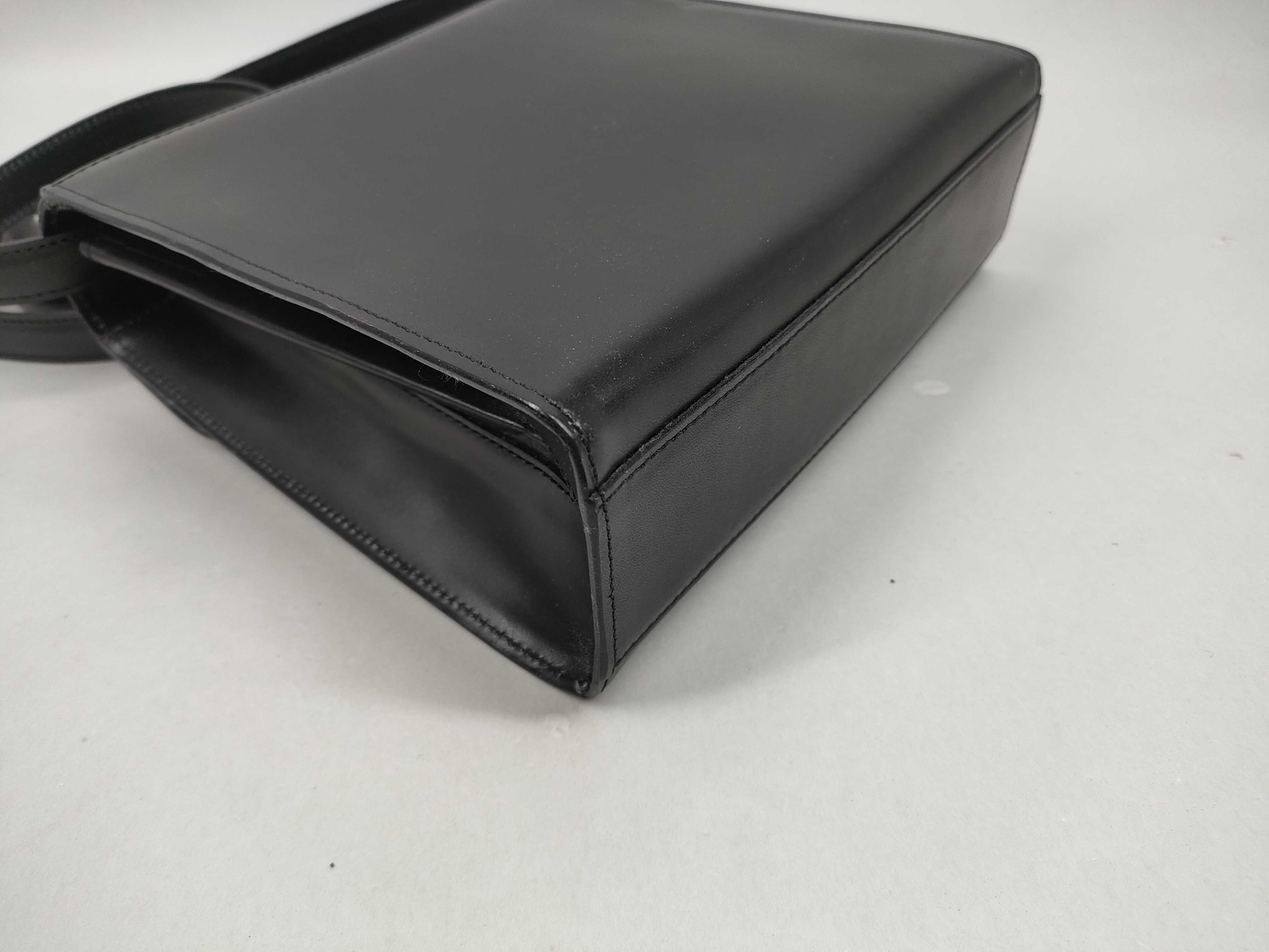 Bally Vintage Structured Black Leather Flap Shoulder Bag
