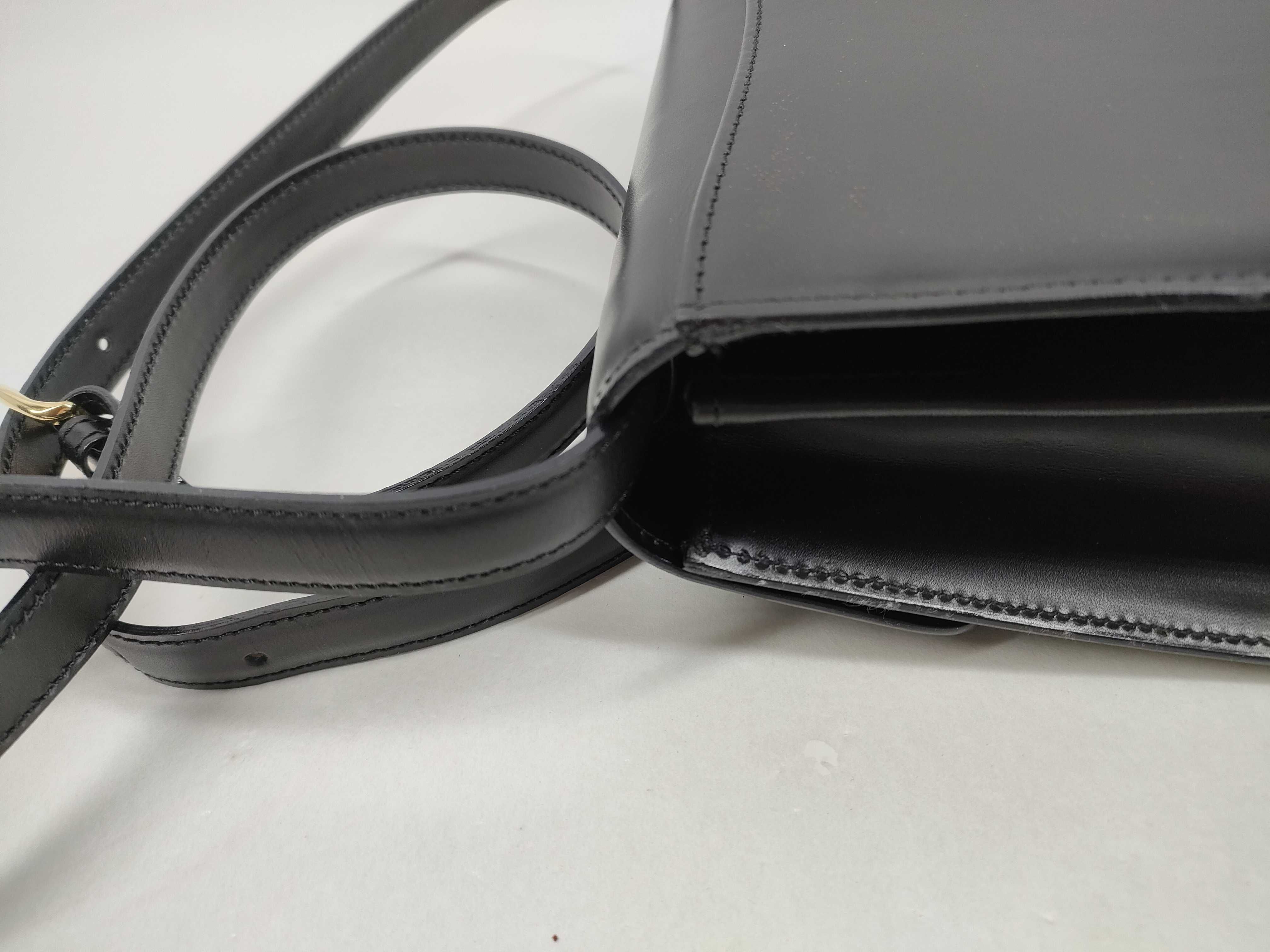 Bally Vintage Structured Black Leather Flap Shoulder Bag