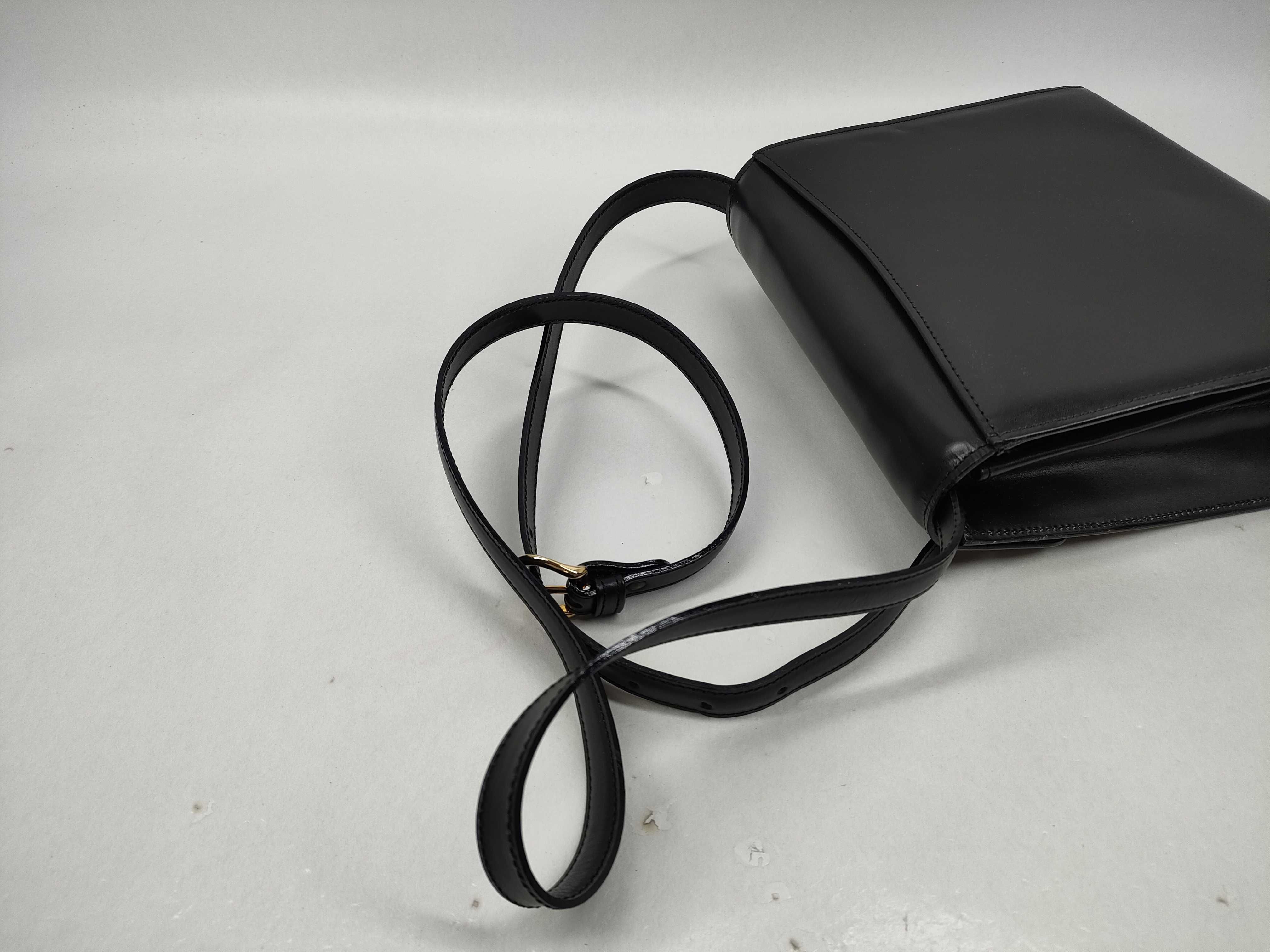 Bally Vintage Structured Black Leather Flap Shoulder Bag