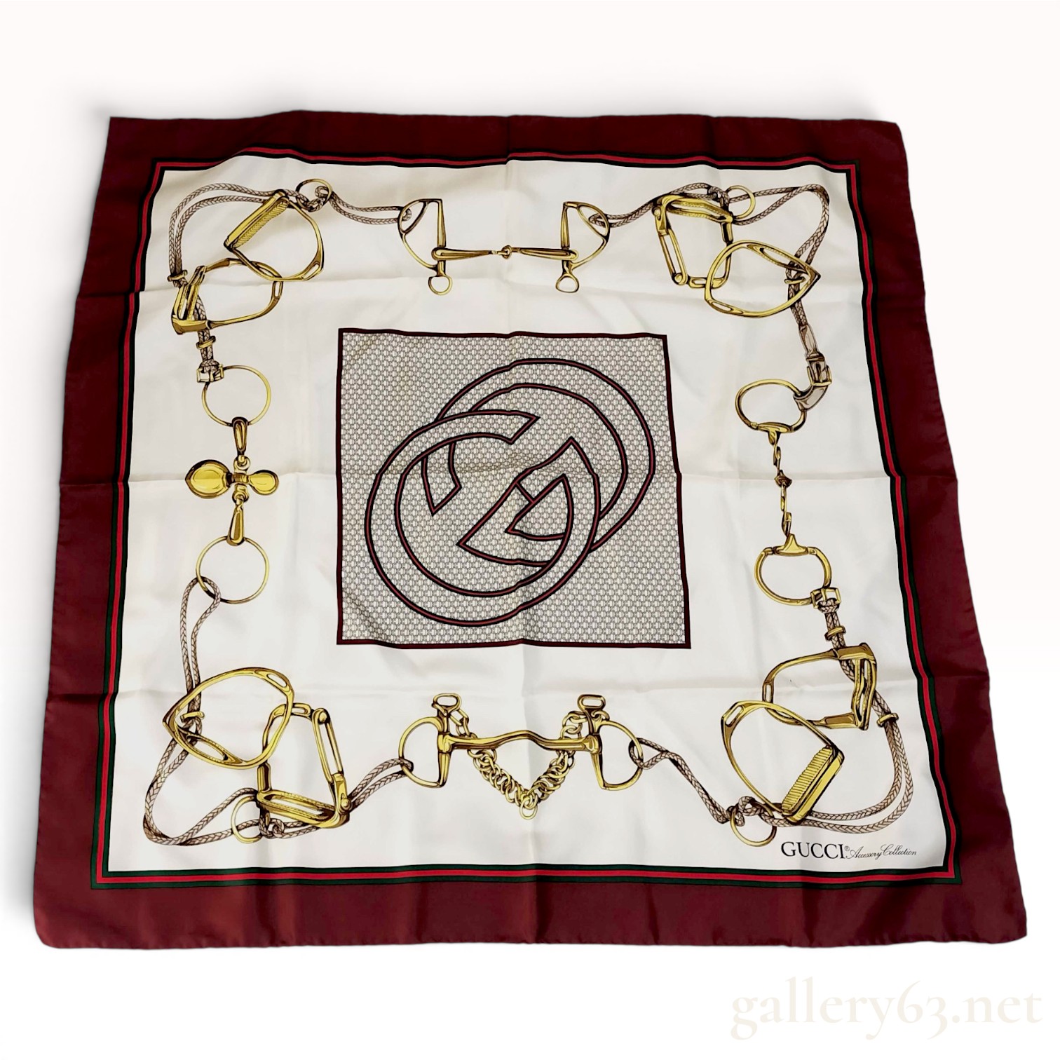 Gucci Accessory Collection Equestrian Motif Silk Square Scarf