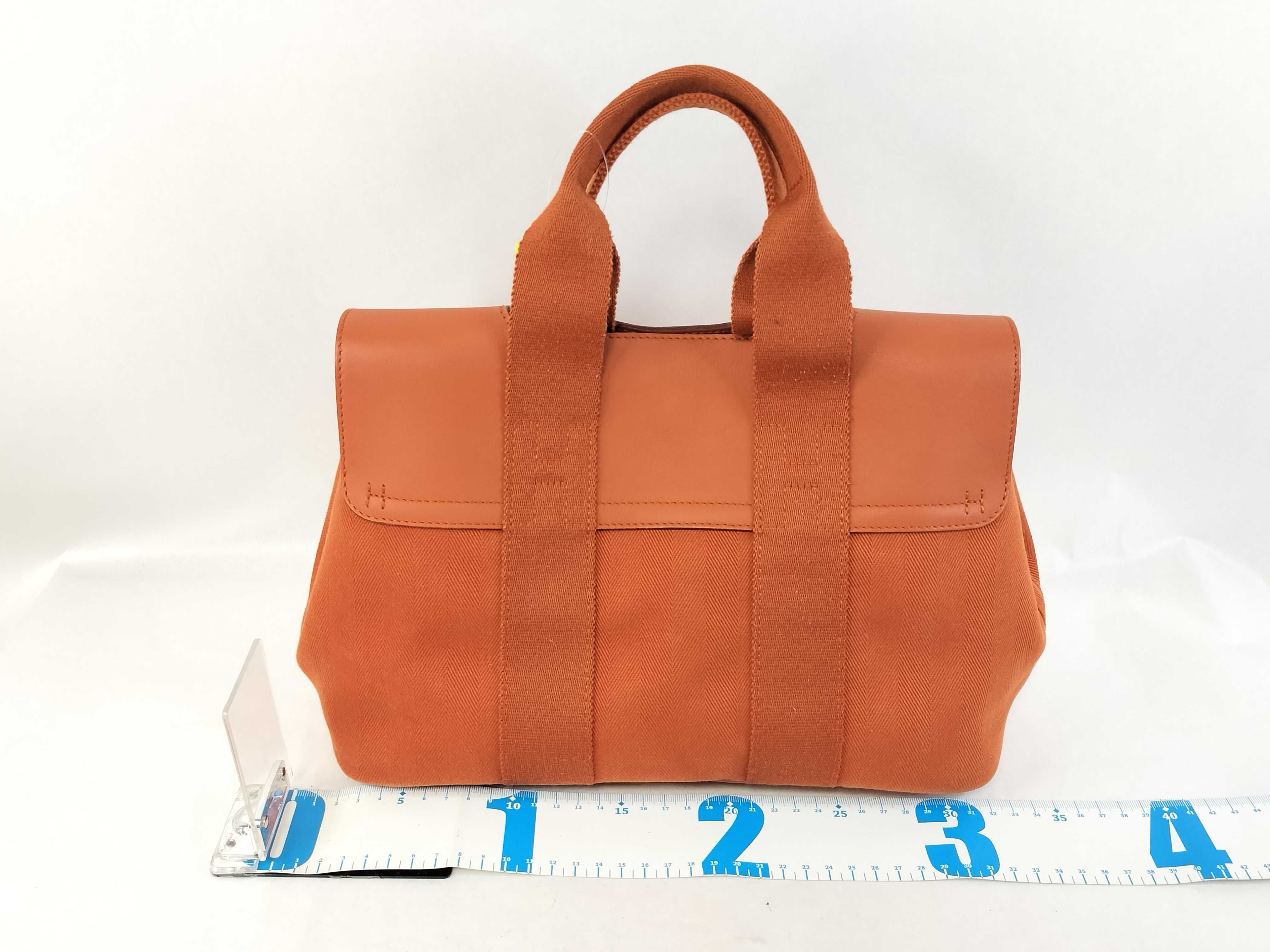 Hermes Valparaiso PM Orange Toile Chevron and Leather Handbag