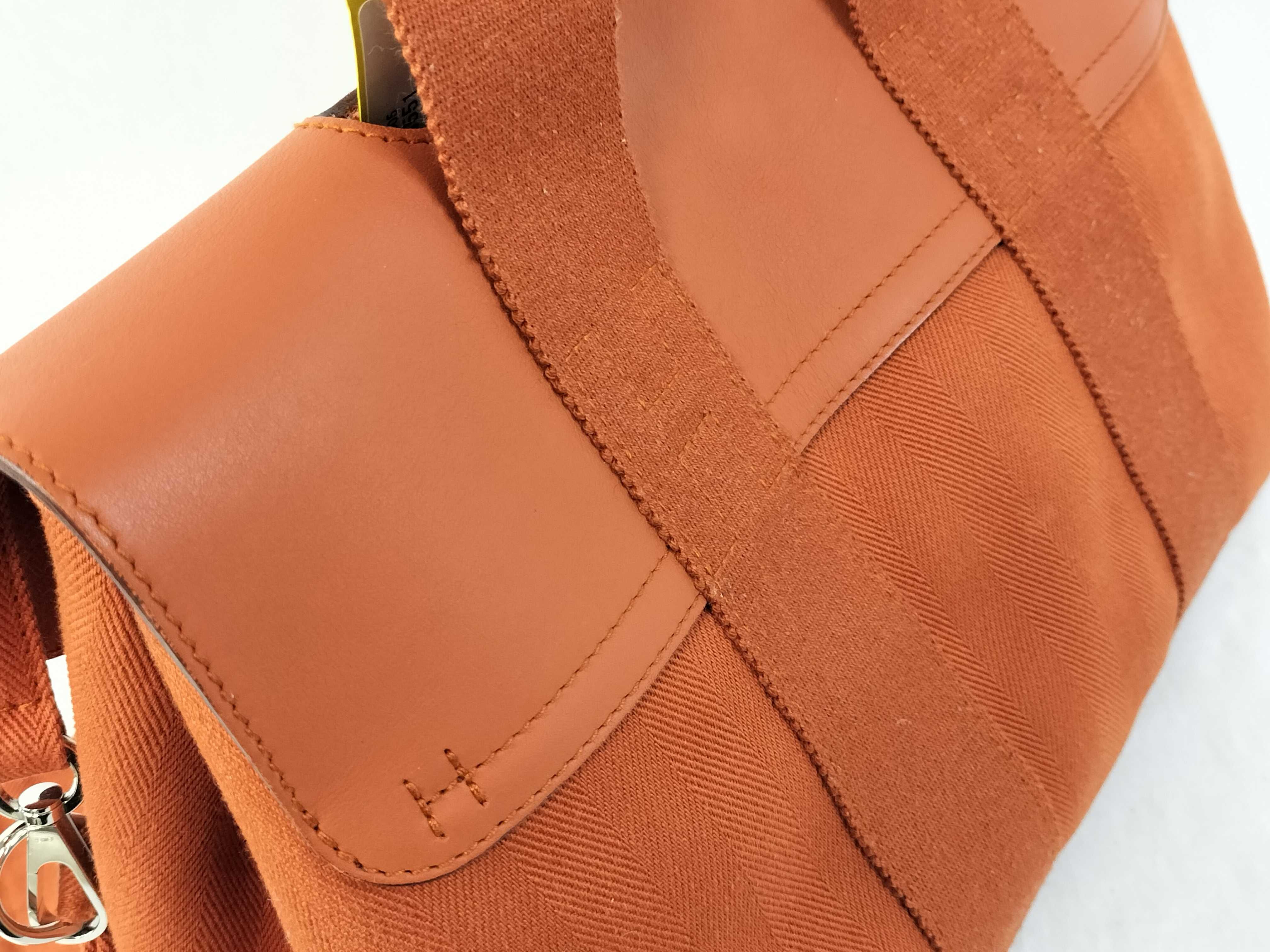 Hermes Valparaiso PM Orange Toile Chevron and Leather Handbag