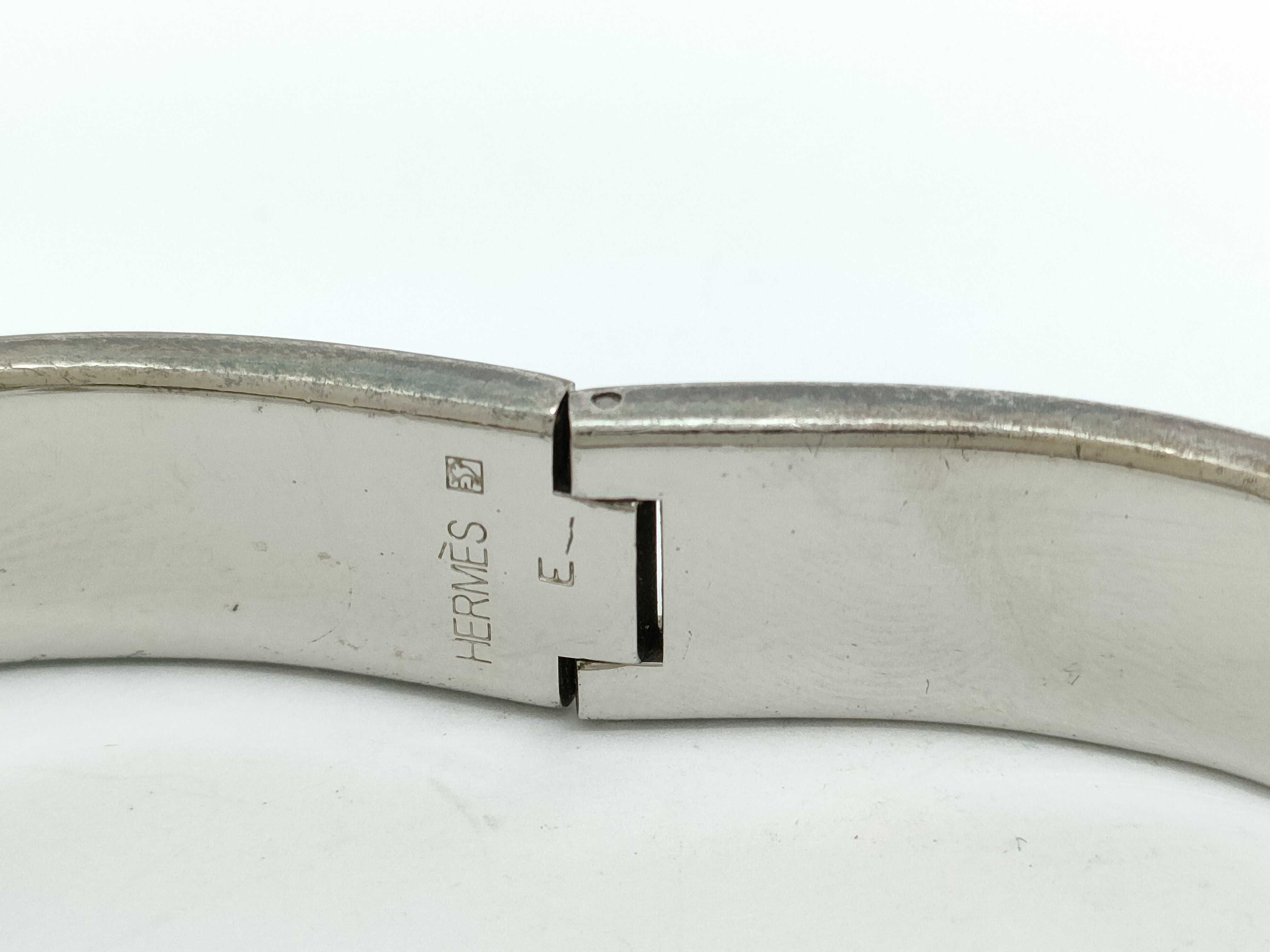 Hermes Red Enamel and Palladium-Plated Clic H Bangle Bracelet