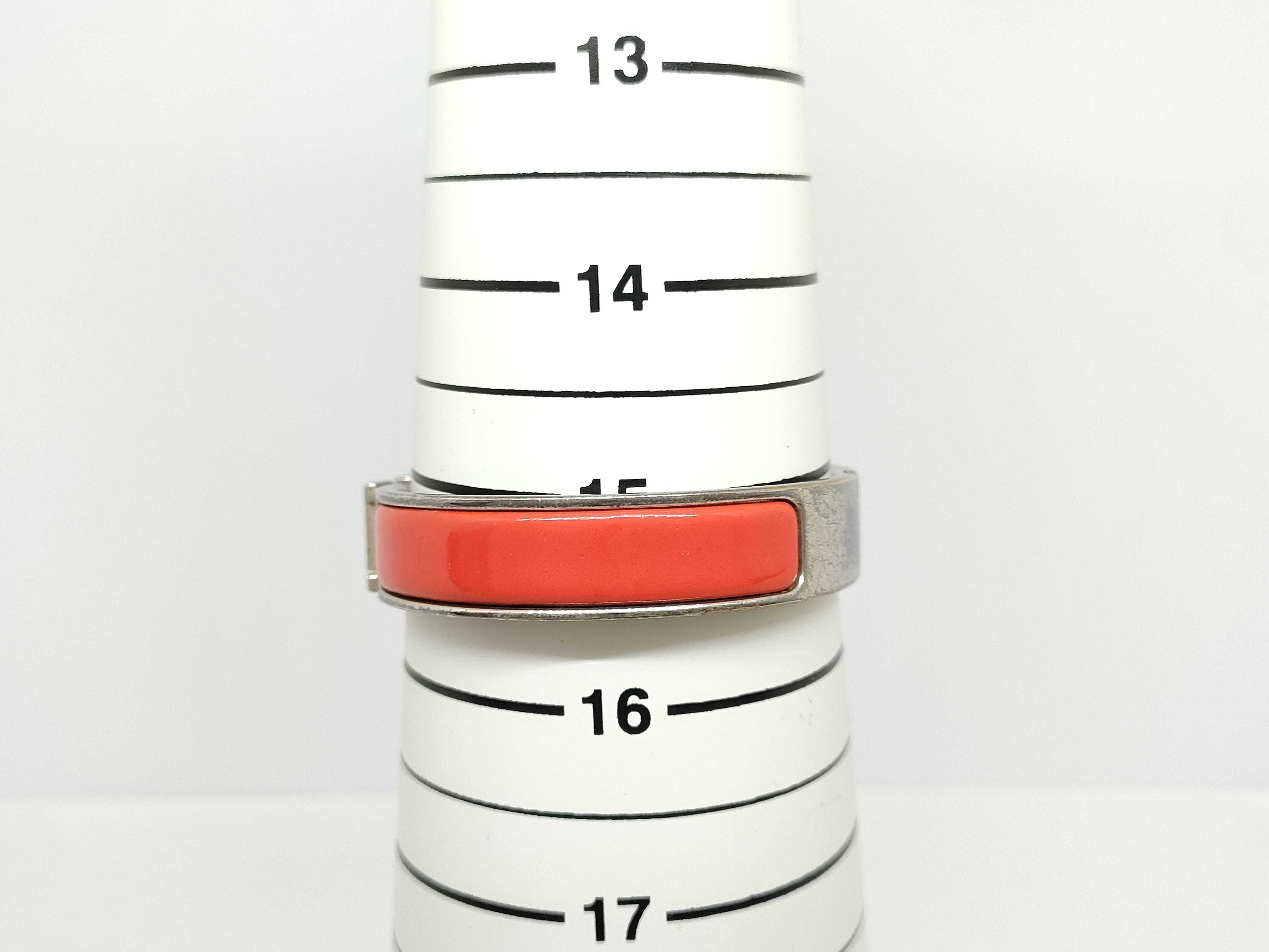 Hermes Red Enamel and Palladium-Plated Clic H Bangle Bracelet