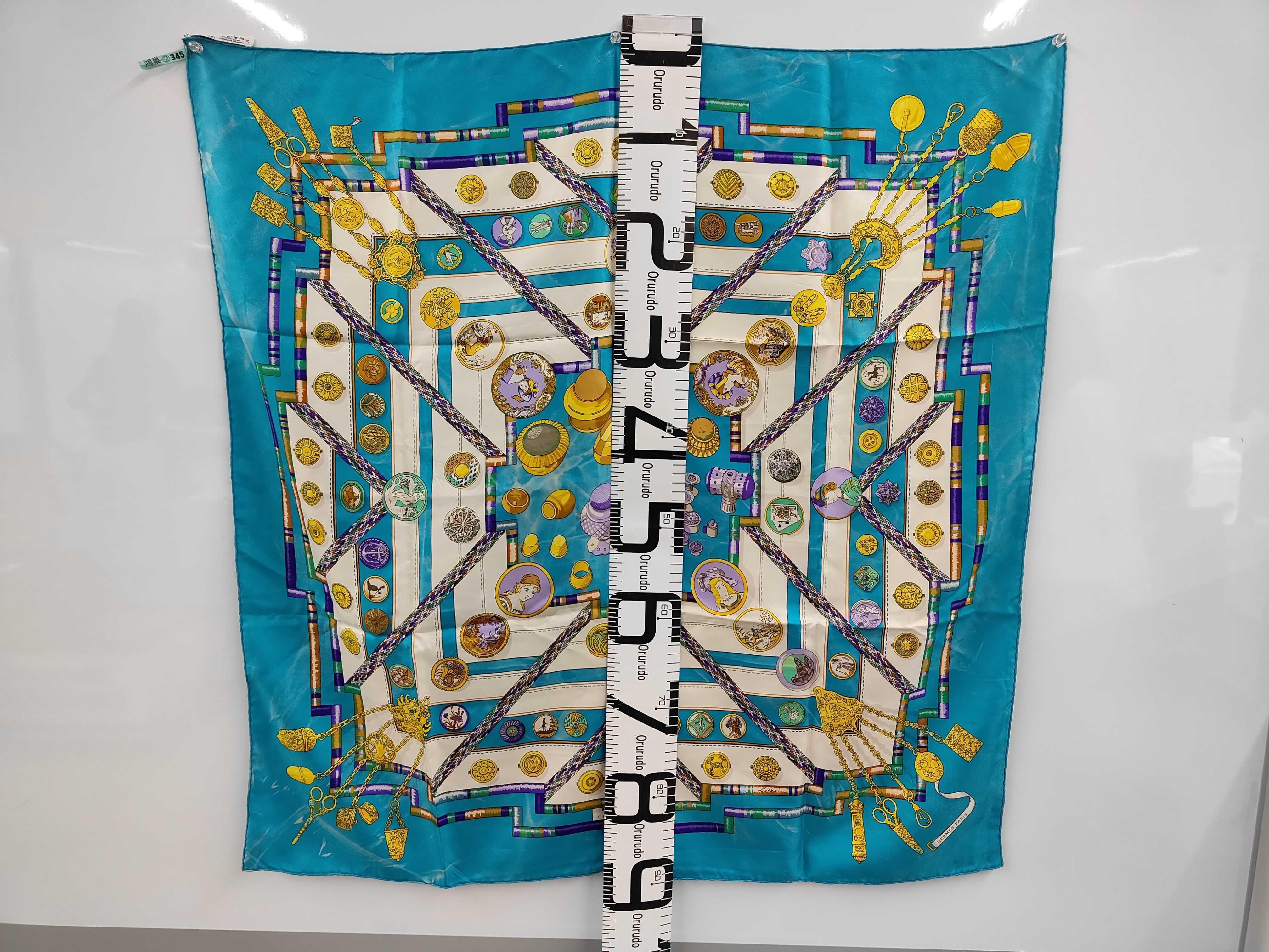 Hermes Petite Main Silk Scarf Signed Pellegrin in Turquoise