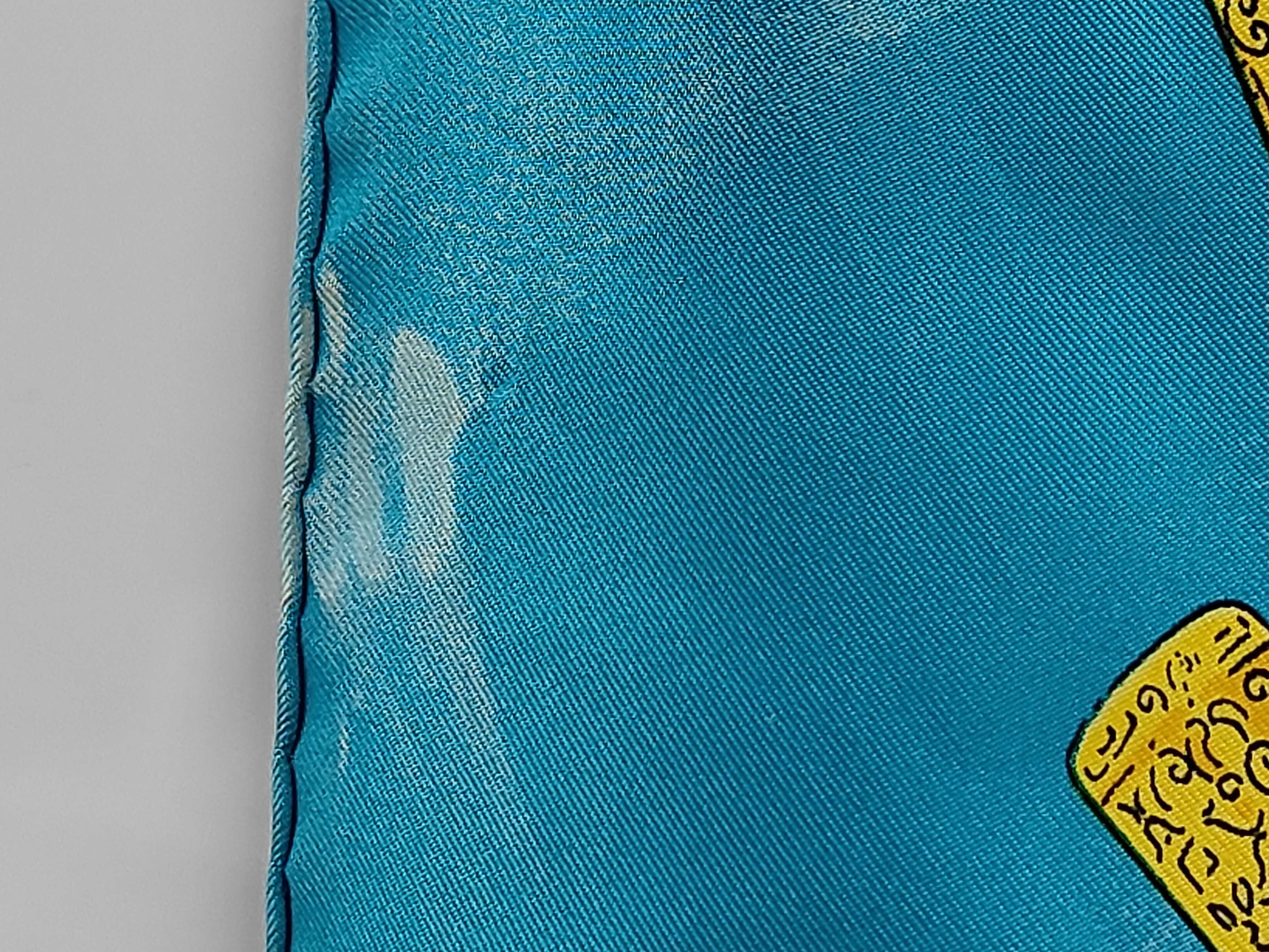 Hermes Petite Main Silk Scarf Signed Pellegrin in Turquoise