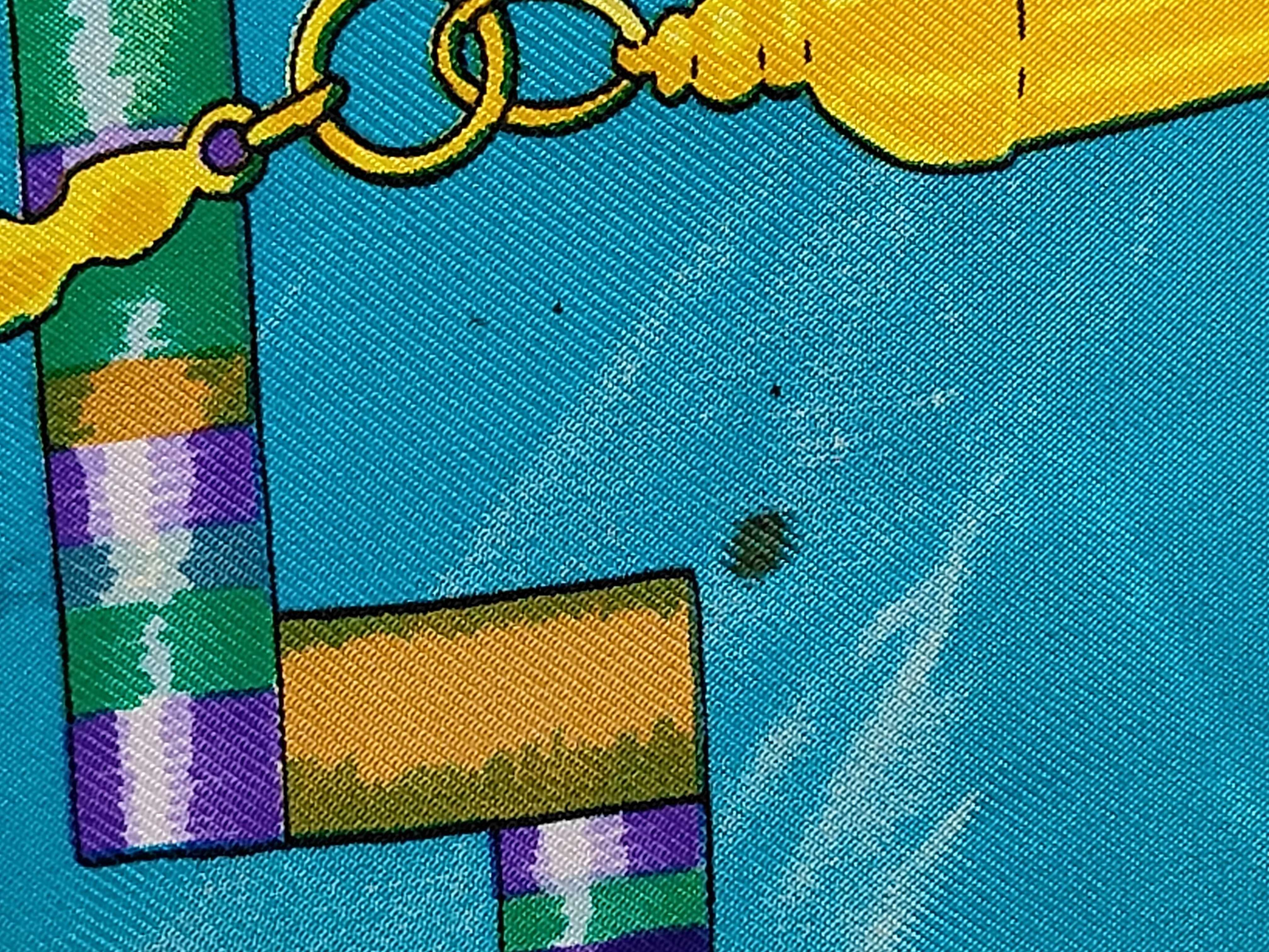 Hermes Petite Main Silk Scarf Signed Pellegrin in Turquoise
