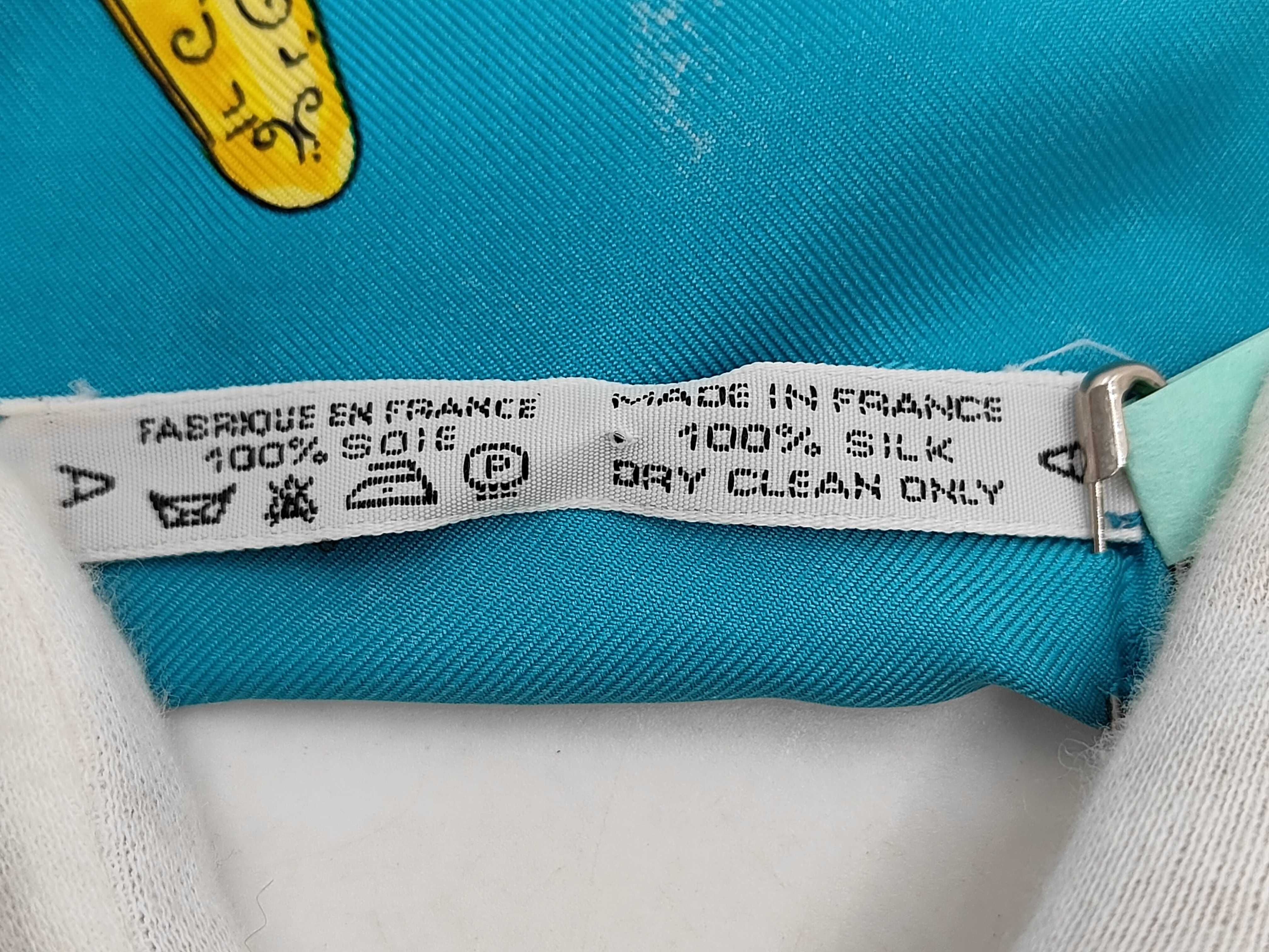 Hermes Petite Main Silk Scarf Signed Pellegrin in Turquoise