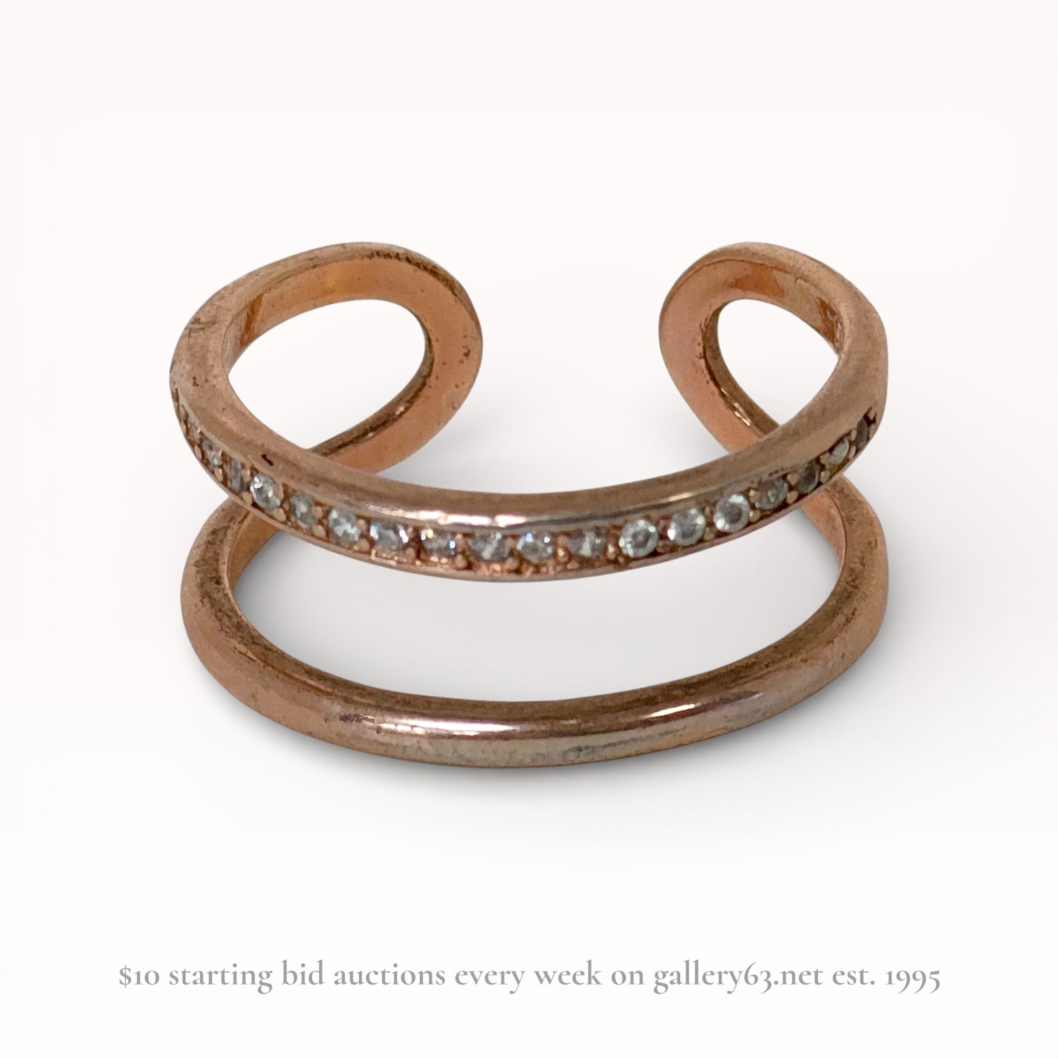 Rose Gold Plated Sterling Silver Open Double Band Ring