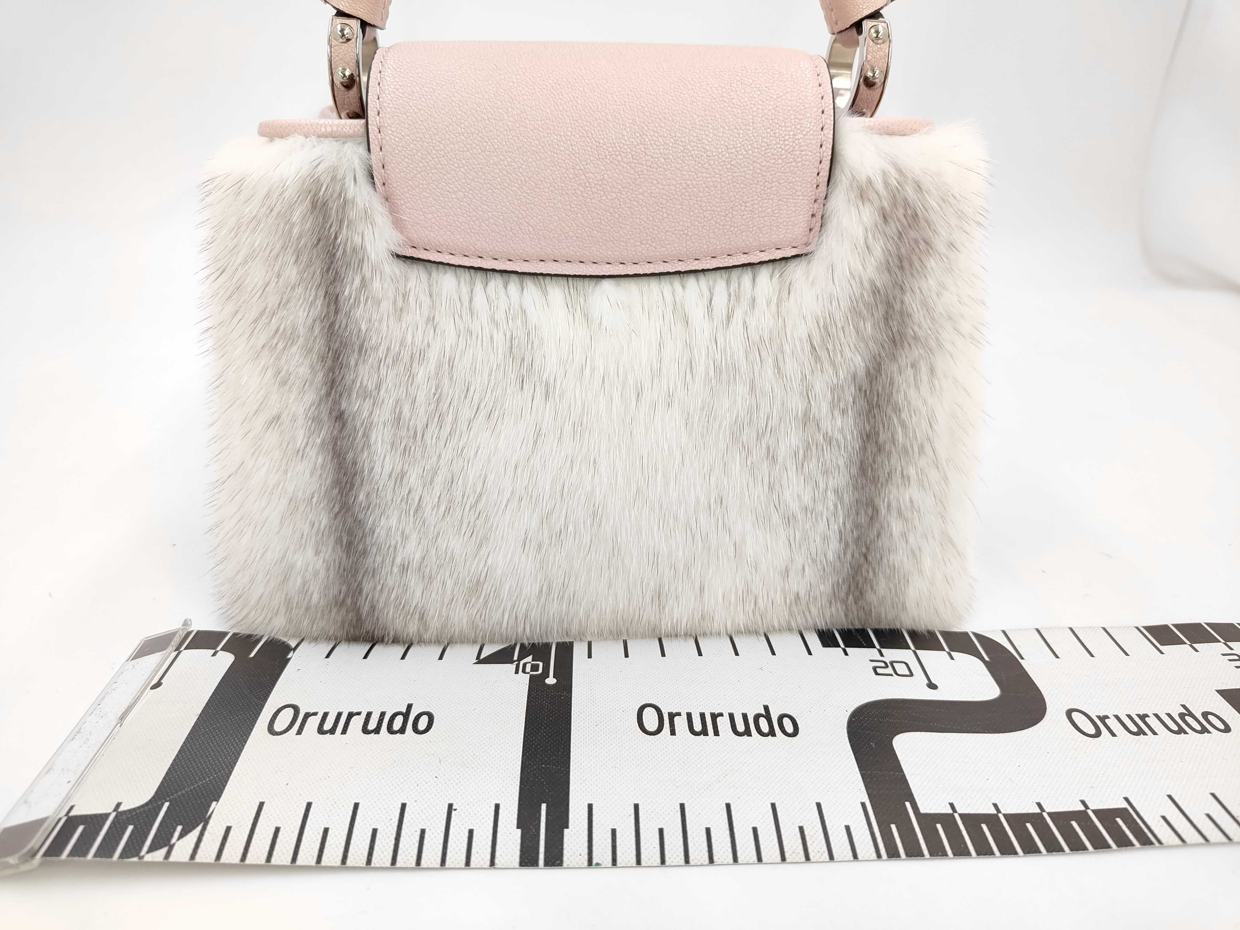 Louis Vuitton Mink Fur and Light Pink Taurillon Leather Capucines Mini 2-Way Handbag