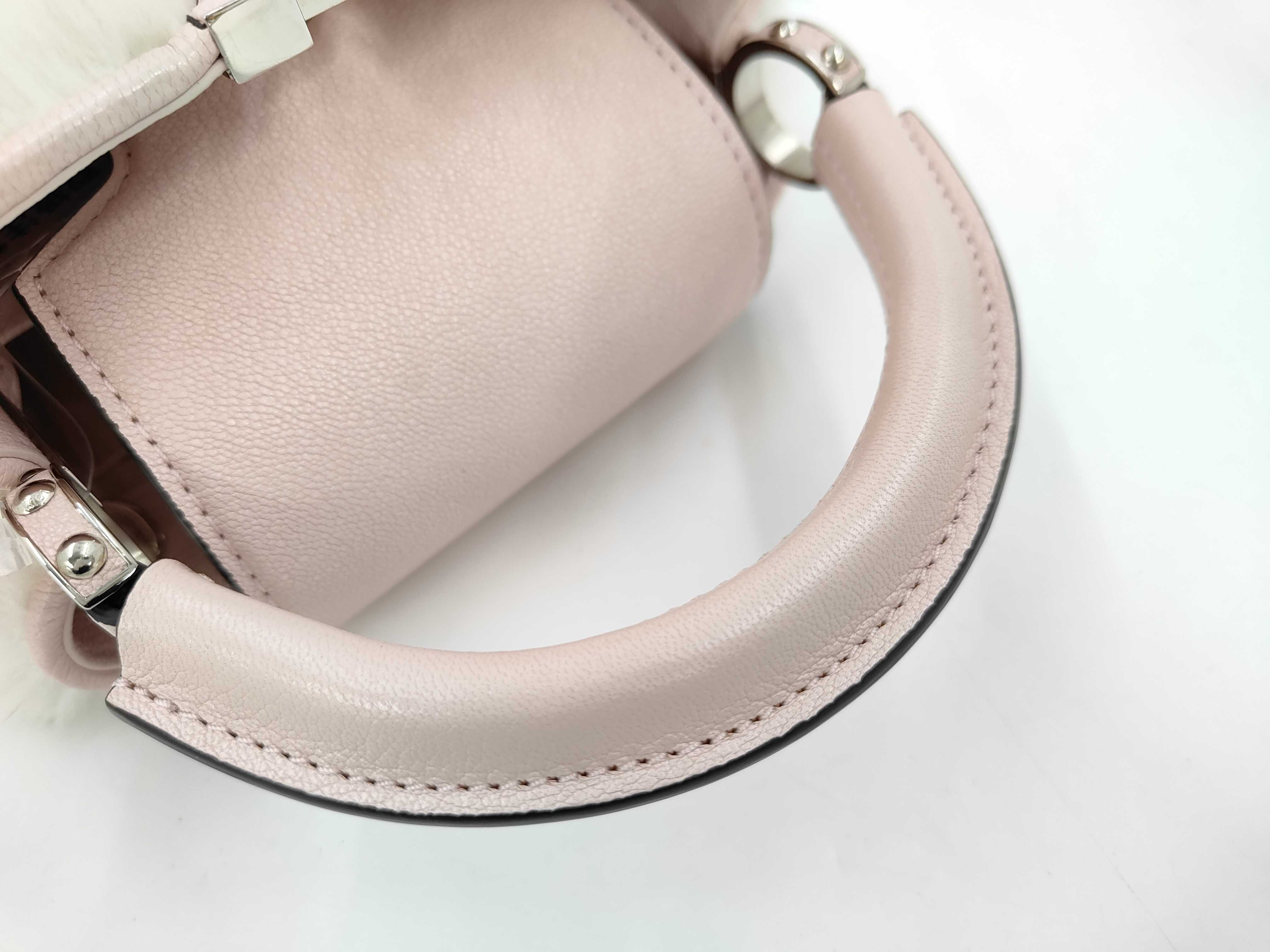 Louis Vuitton Mink Fur and Light Pink Taurillon Leather Capucines Mini 2-Way Handbag