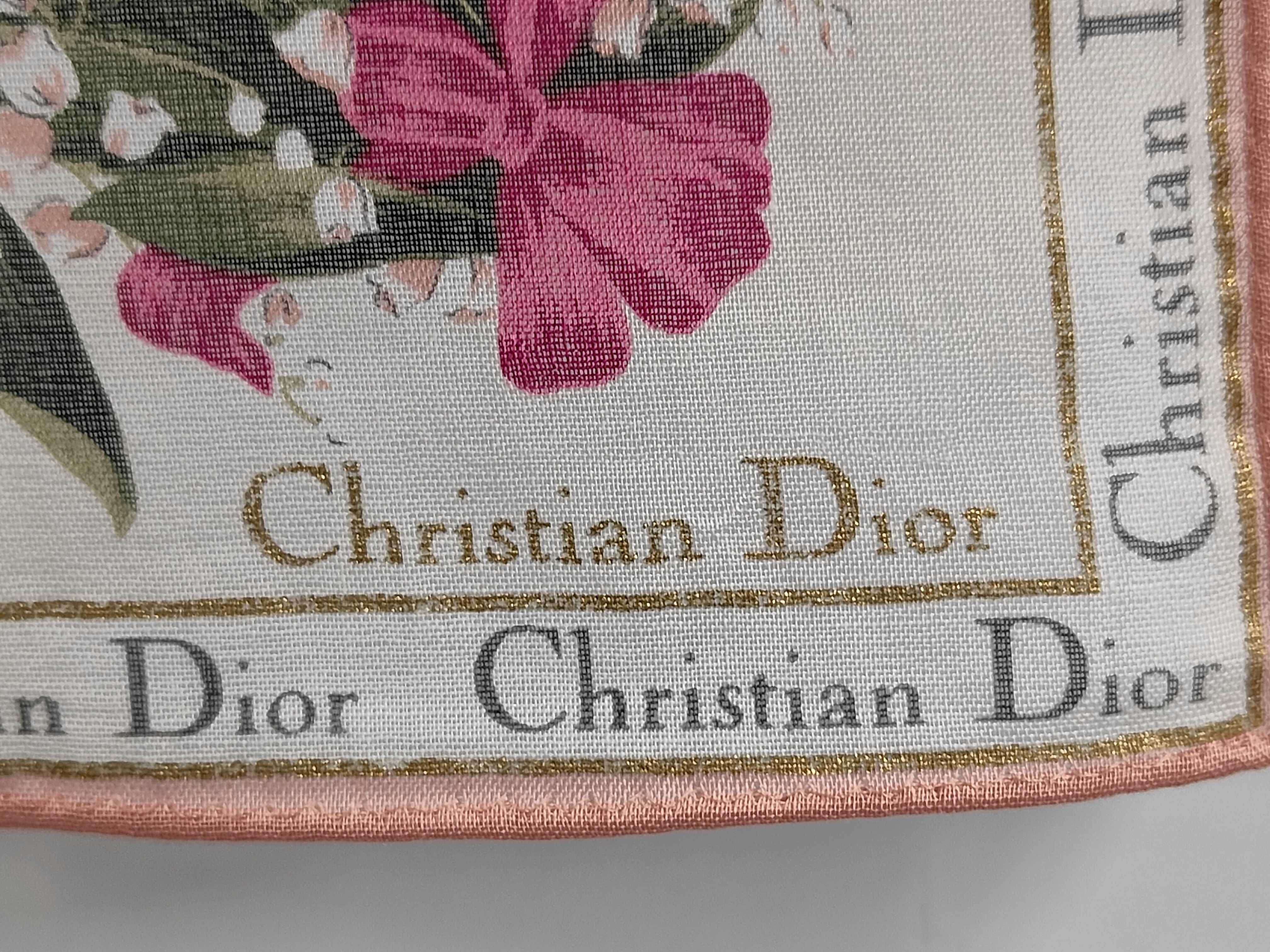 Christian Dior Silk Floral Lily of the Valley Pocket Square