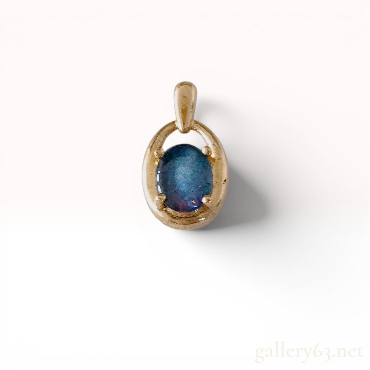 Gold-Plated Sterling Silver and Oval Blue Opal Doublet Pendant