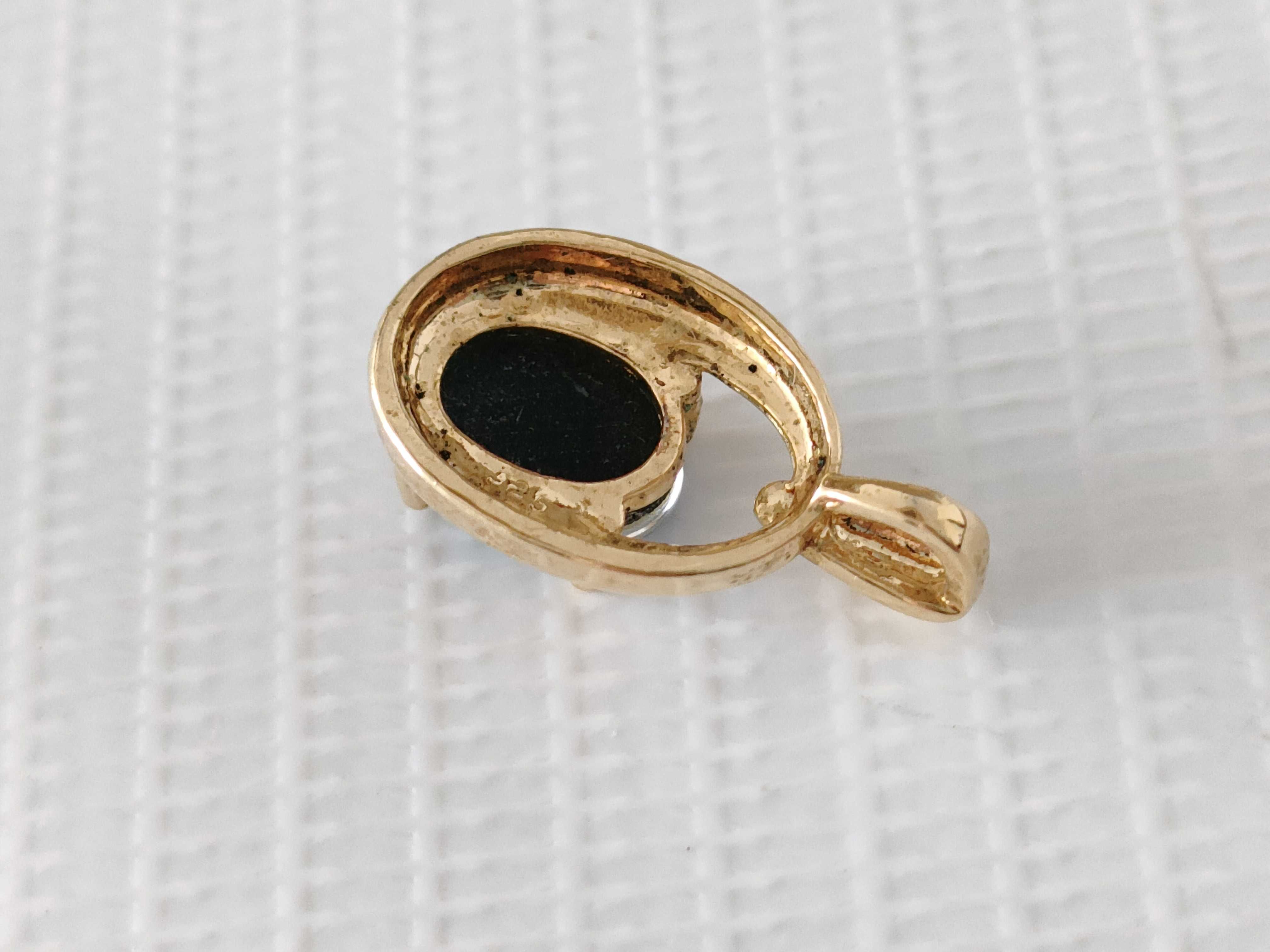 Gold-Plated Sterling Silver and Oval Blue Opal Doublet Pendant