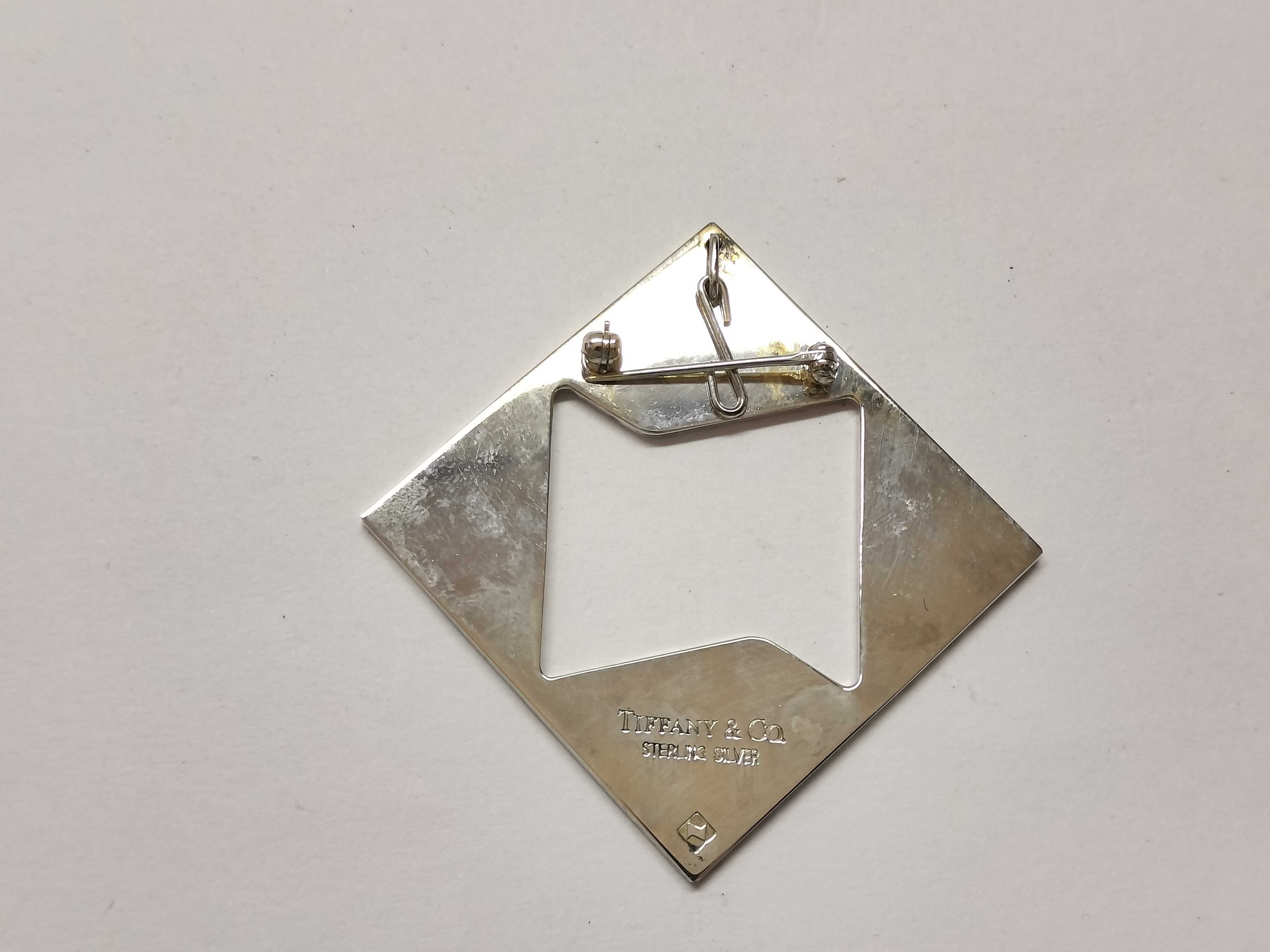 Tiffany and Co. Sterling Silver Geometric Reeded Brooch