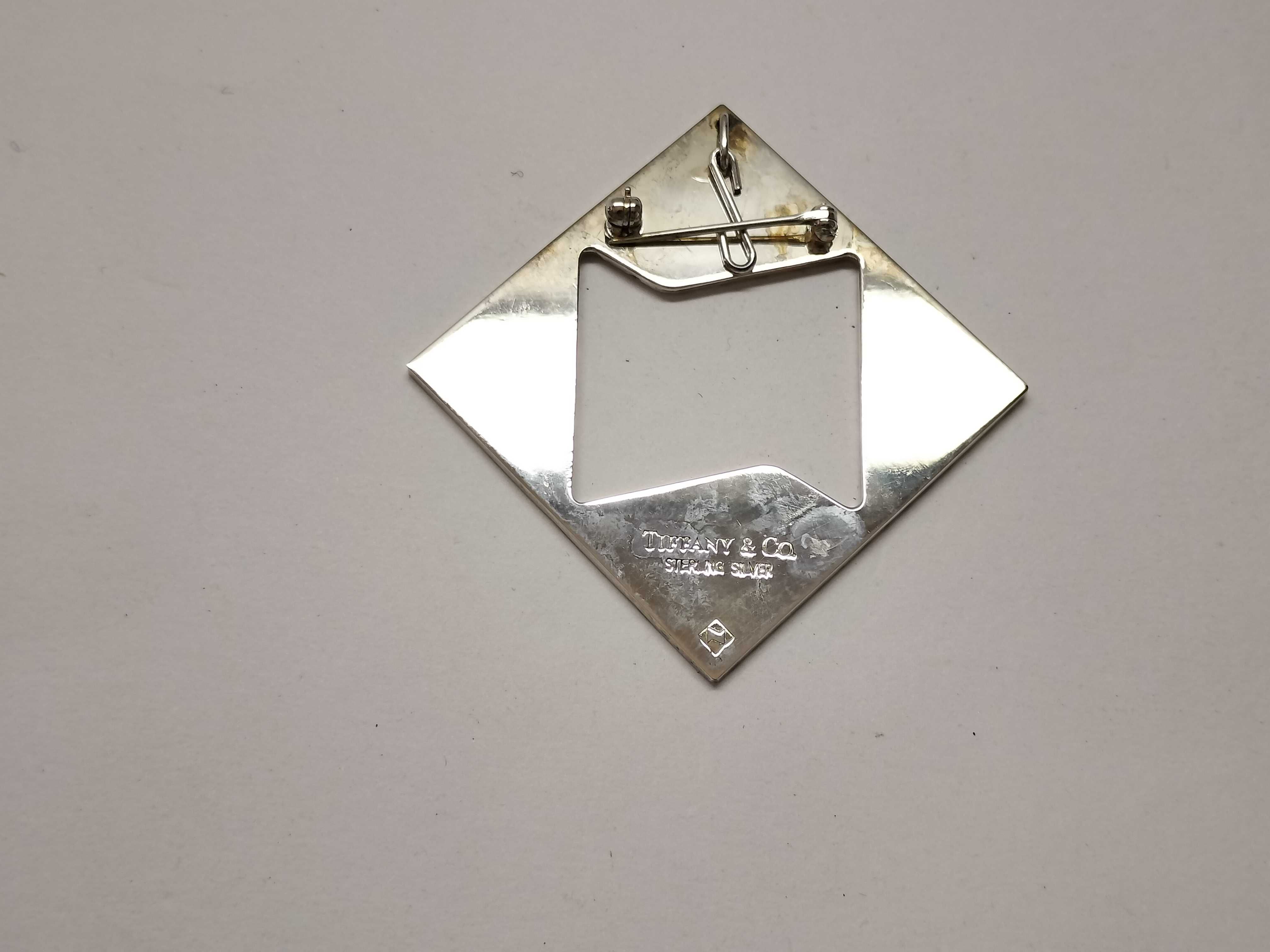 Tiffany and Co. Sterling Silver Geometric Reeded Brooch