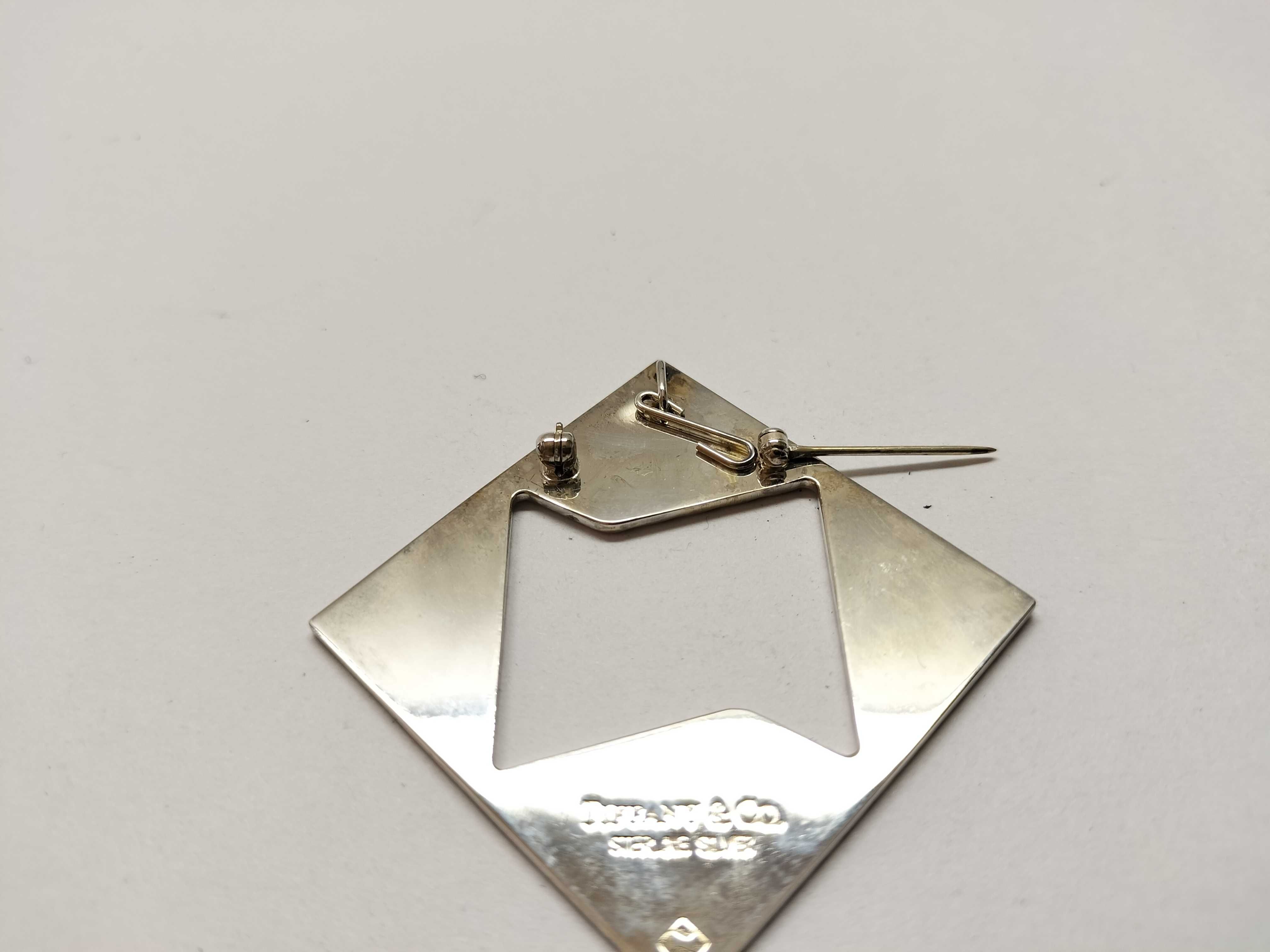 Tiffany and Co. Sterling Silver Geometric Reeded Brooch