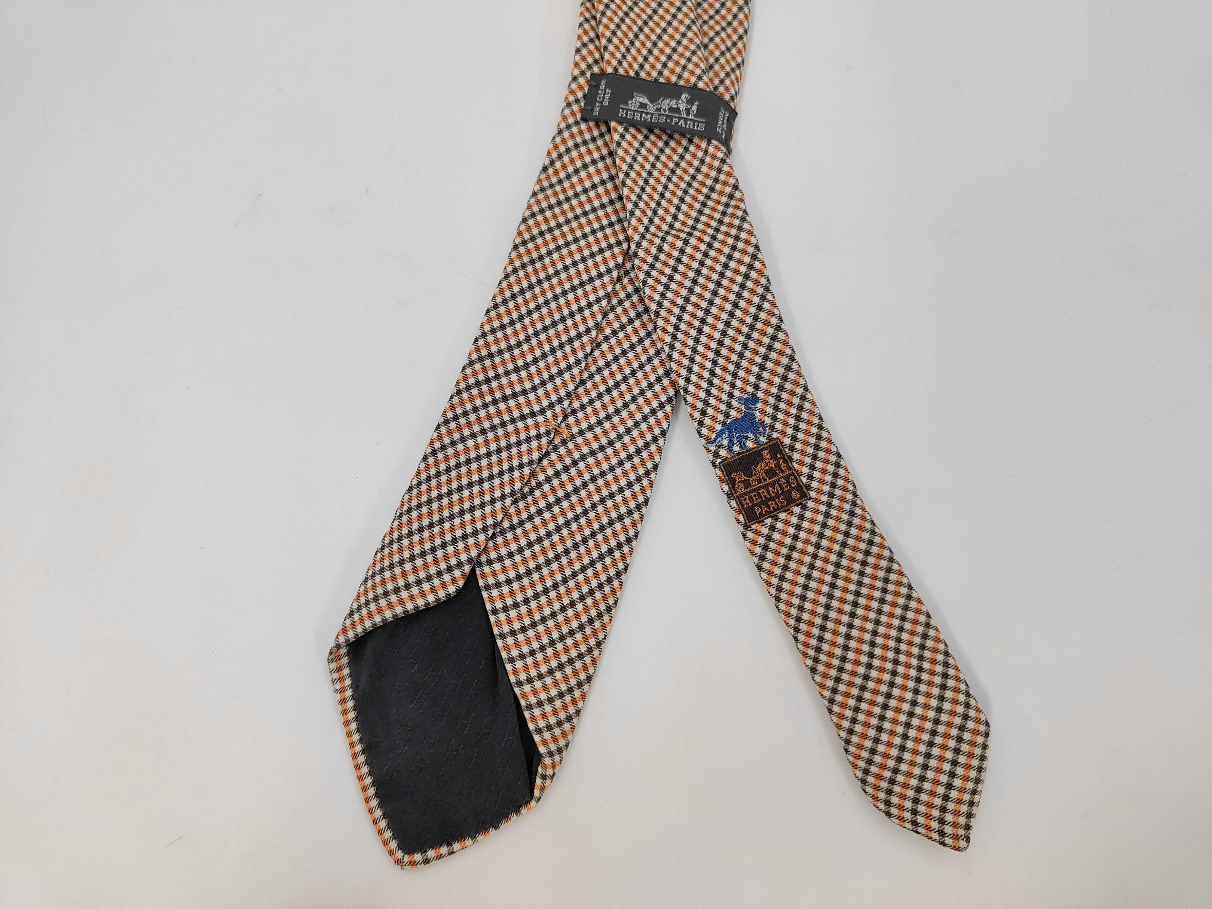 A Pair of Hermes Paris Silk Geometric Pattern Ties
