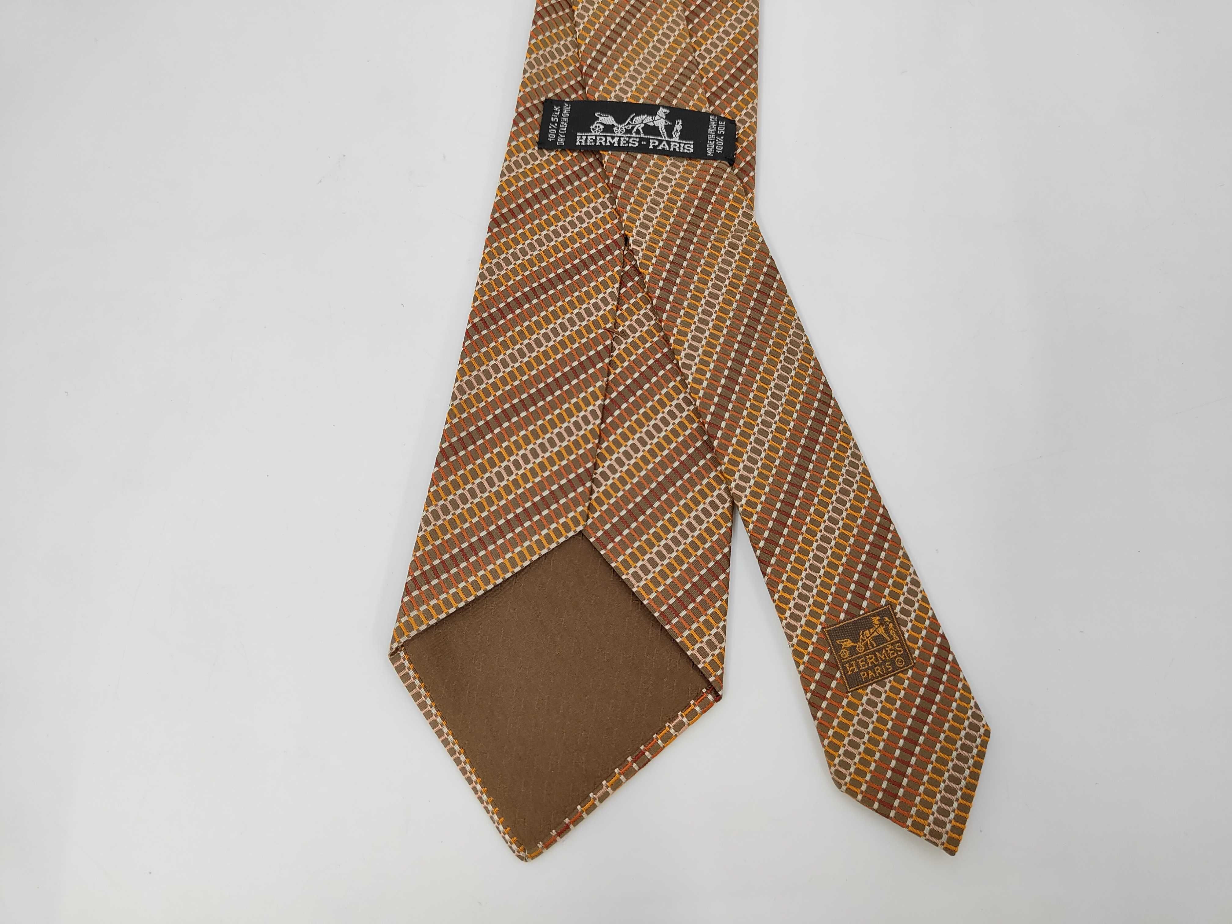 A Pair of Hermes Paris Silk Geometric Pattern Ties