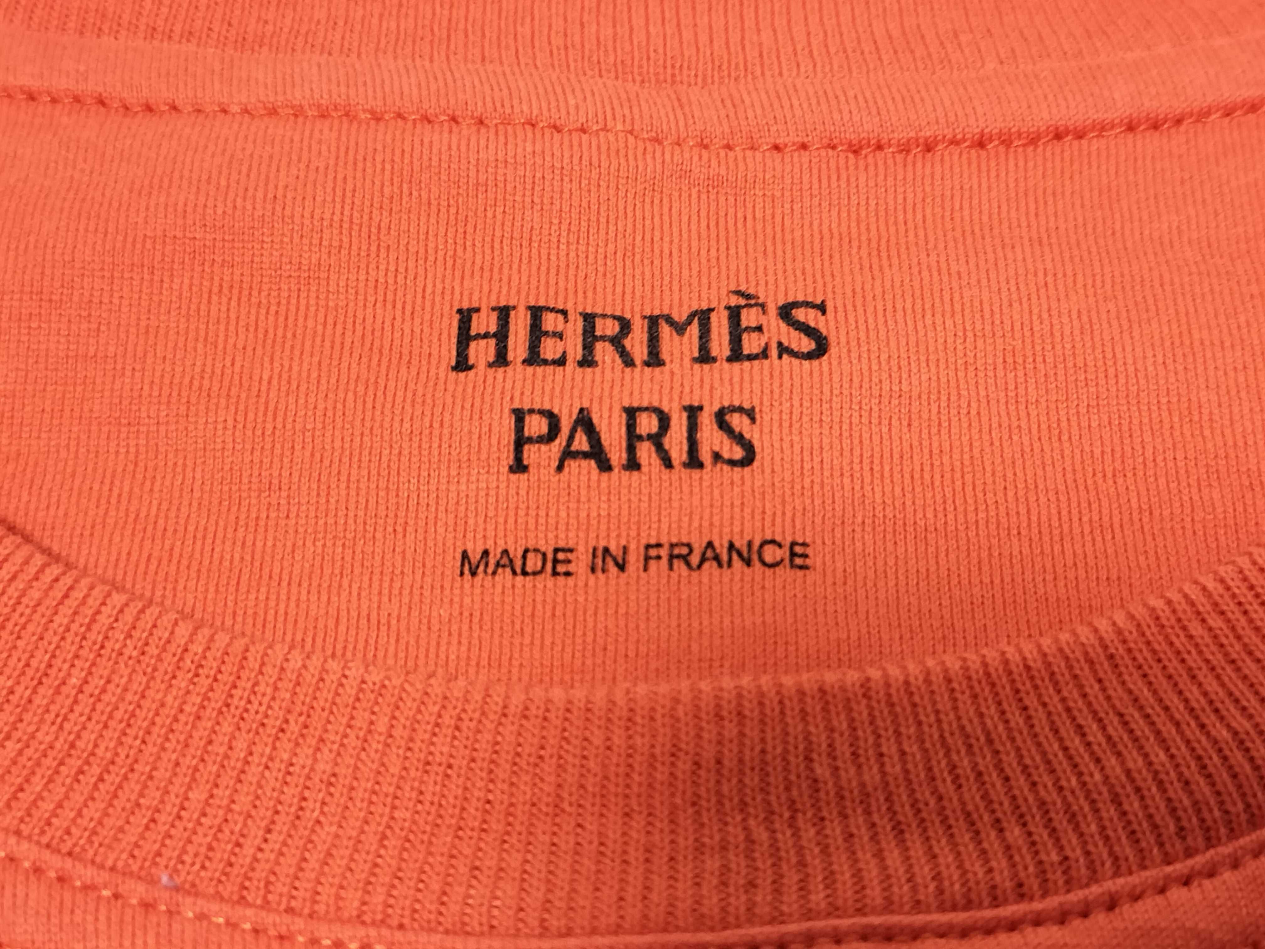 Hermes Fantaisie d'Etriers Orange Cotton Graphic T-Shirt, Size 38