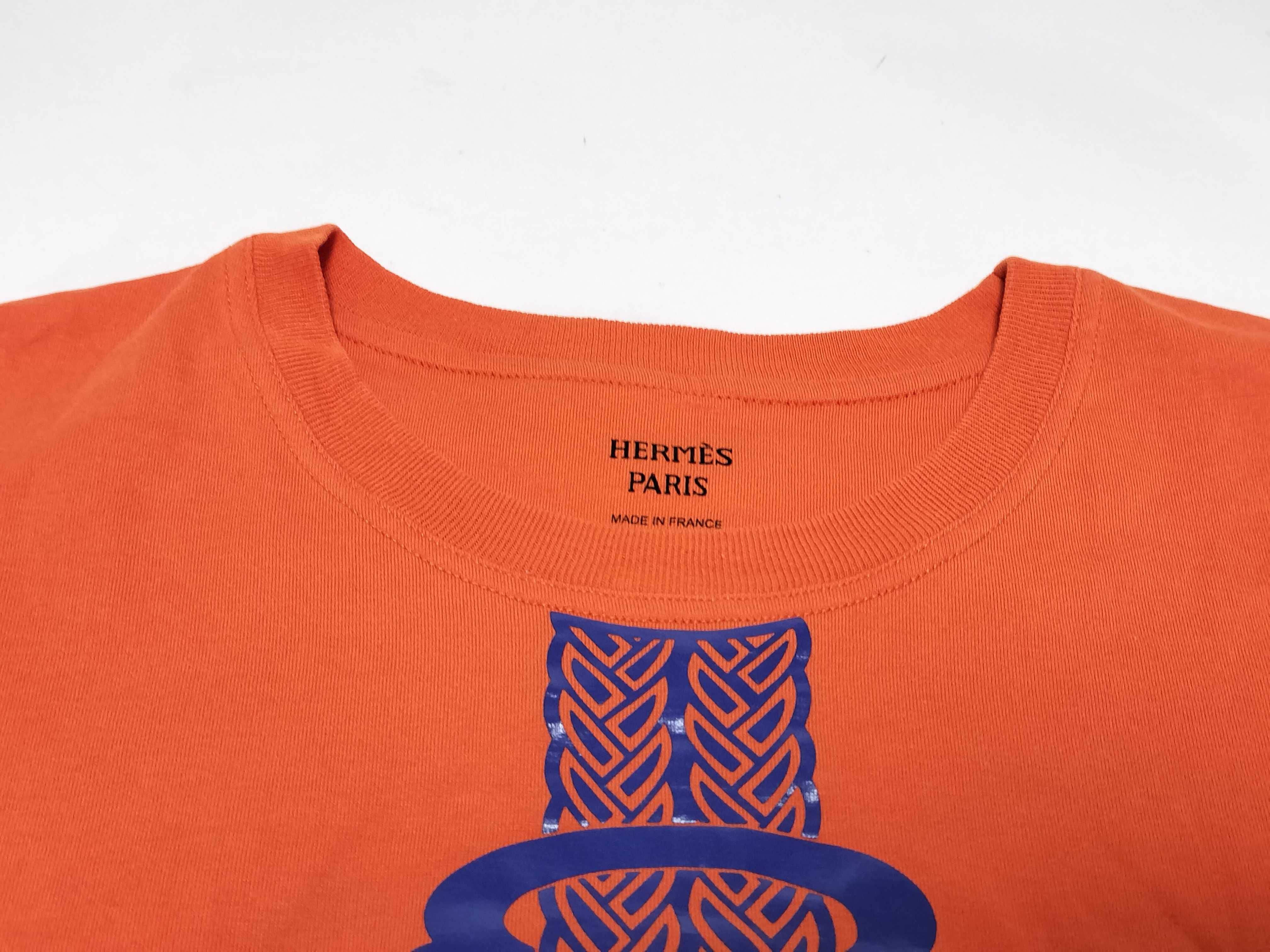 Hermes Fantaisie d'Etriers Orange Cotton Graphic T-Shirt, Size 38