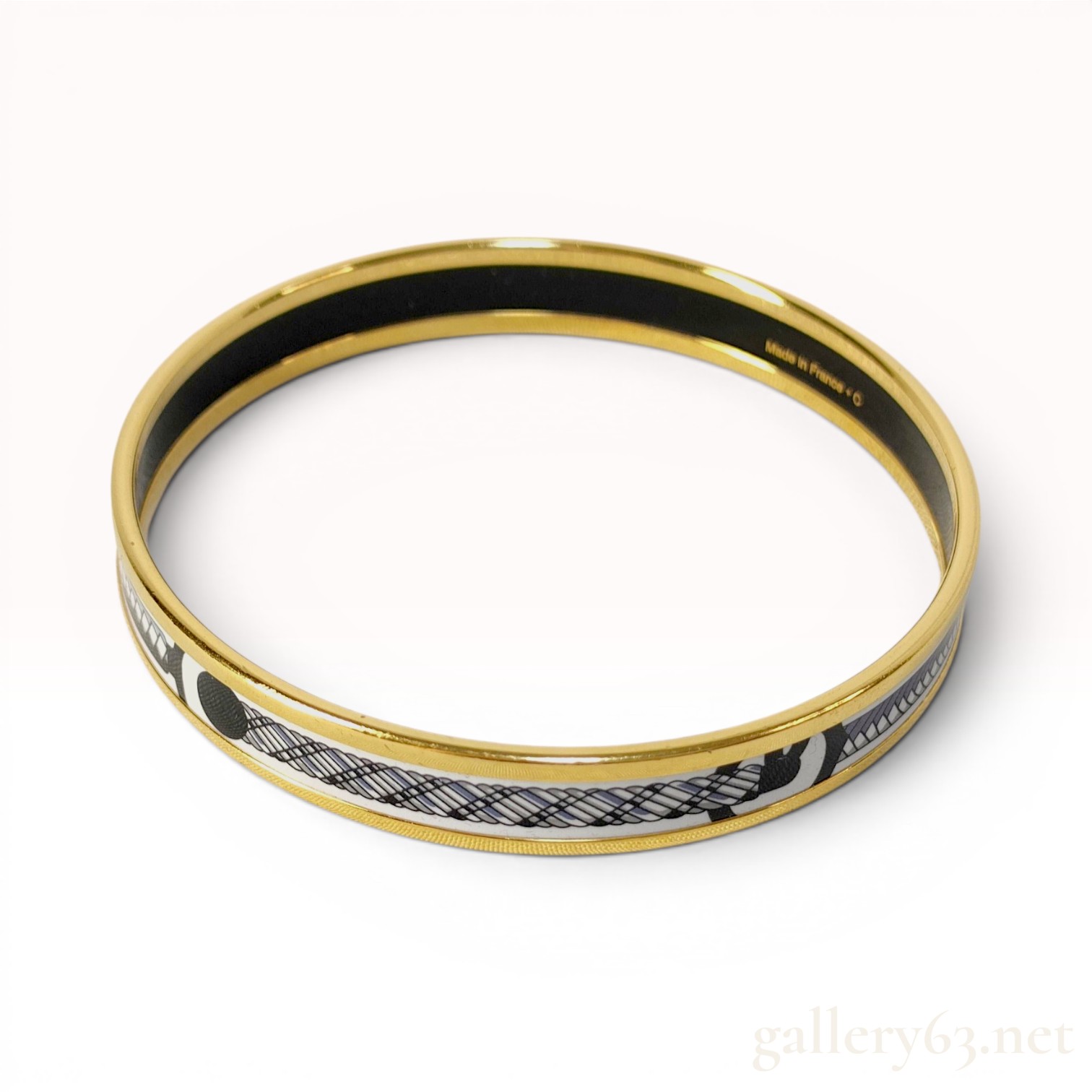 Hermes Enamel and Gold-Plated Narrow Bangle Bracelet