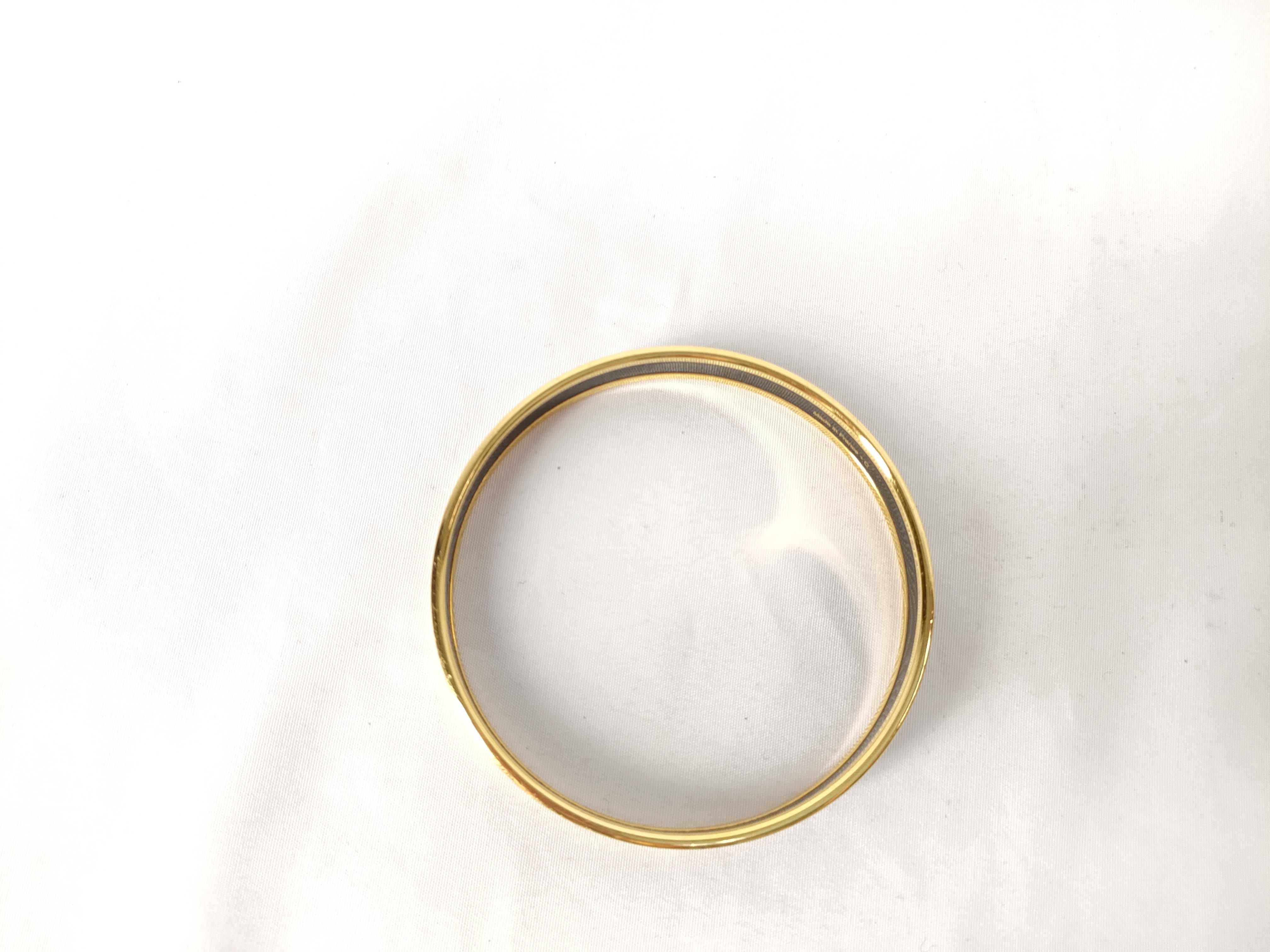 Hermes Enamel and Gold-Plated Narrow Bangle Bracelet