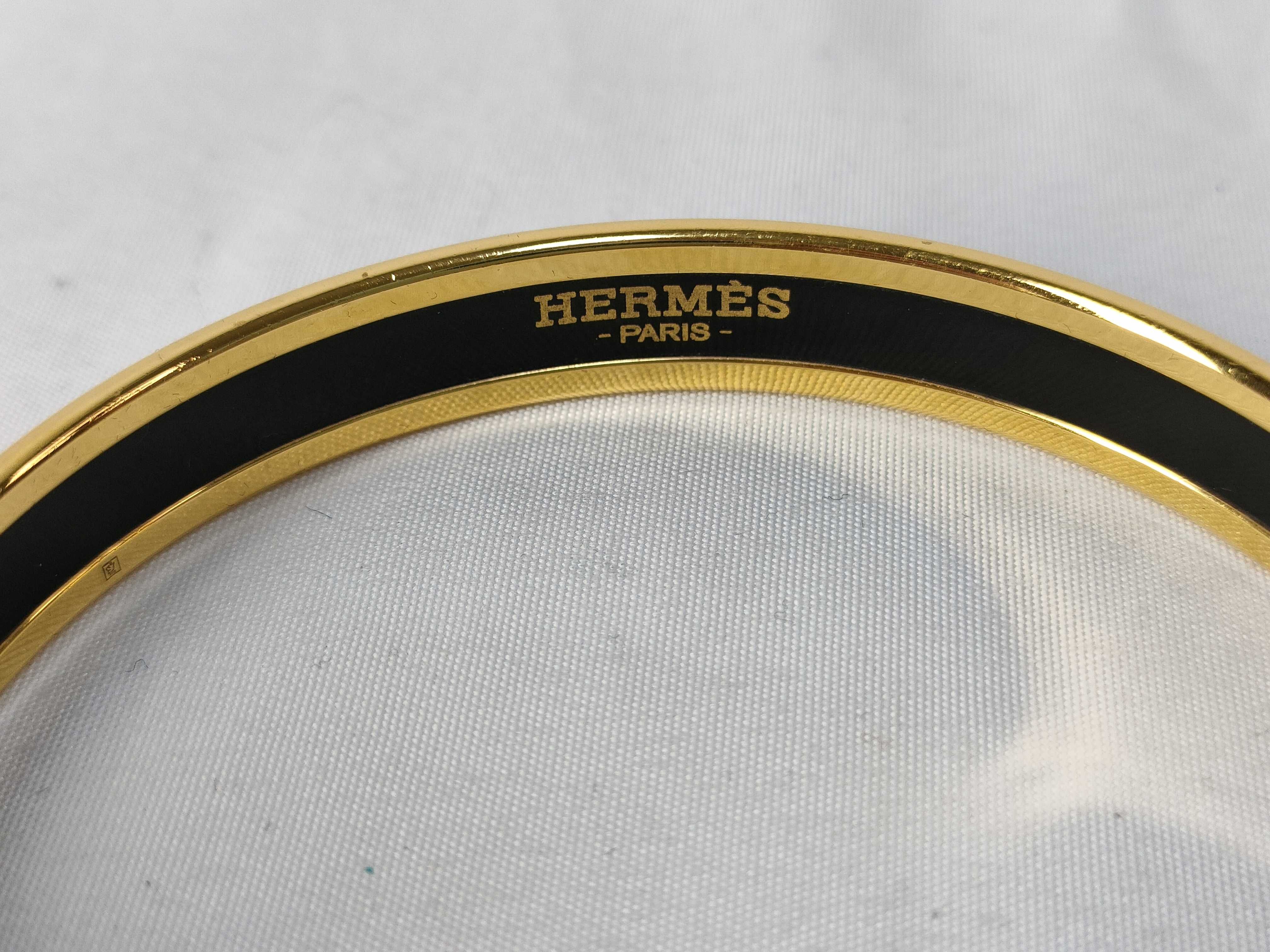Hermes Enamel and Gold-Plated Narrow Bangle Bracelet