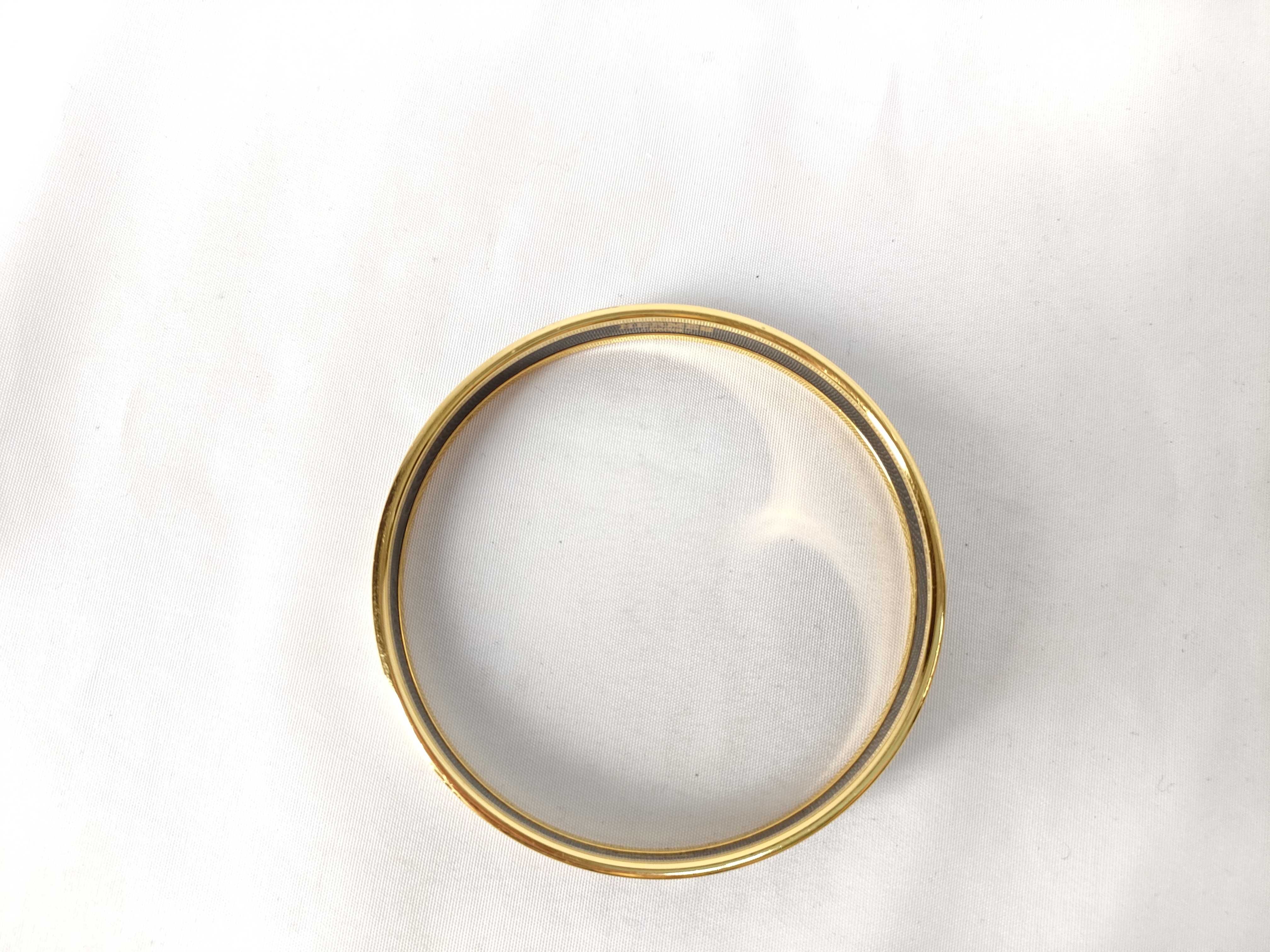 Hermes Enamel and Gold-Plated Narrow Bangle Bracelet