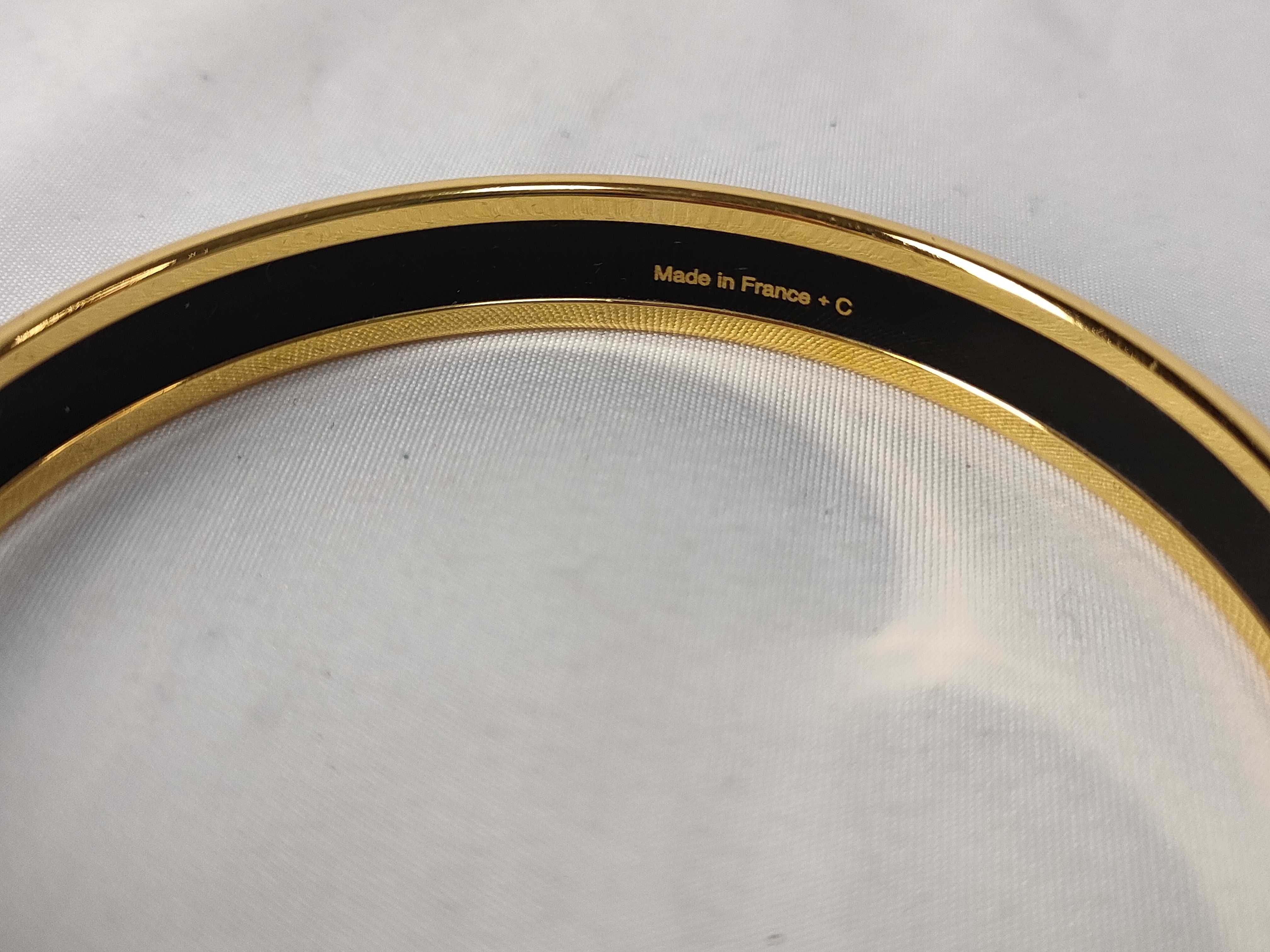 Hermes Enamel and Gold-Plated Narrow Bangle Bracelet