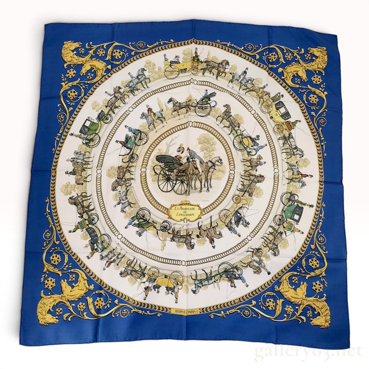 Hermes La Promenade de Longchamps Silk Scarf by Philippe Ledoux