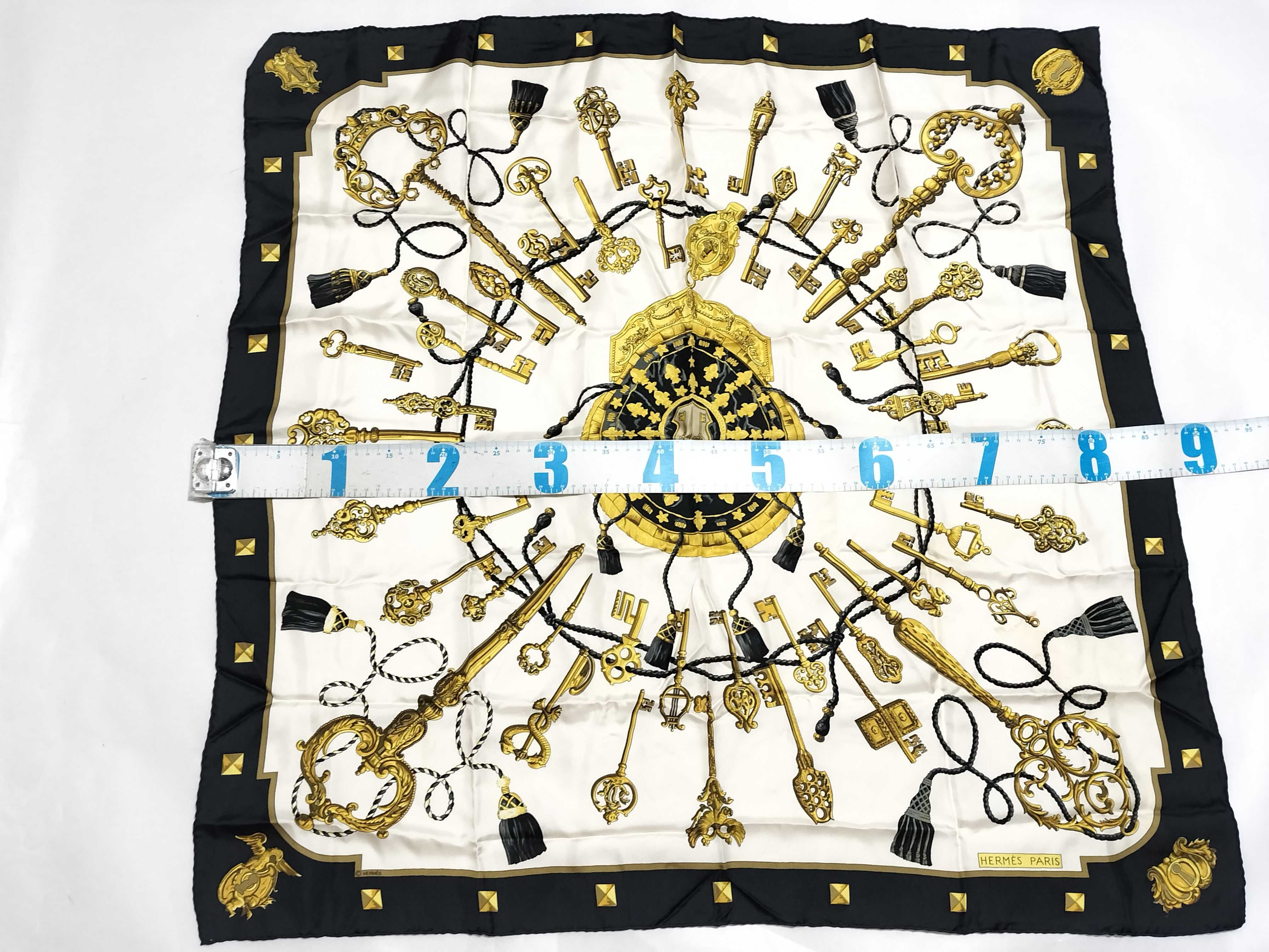 Hermes Silk Scarf in Les Cles Pattern by Caty Latham