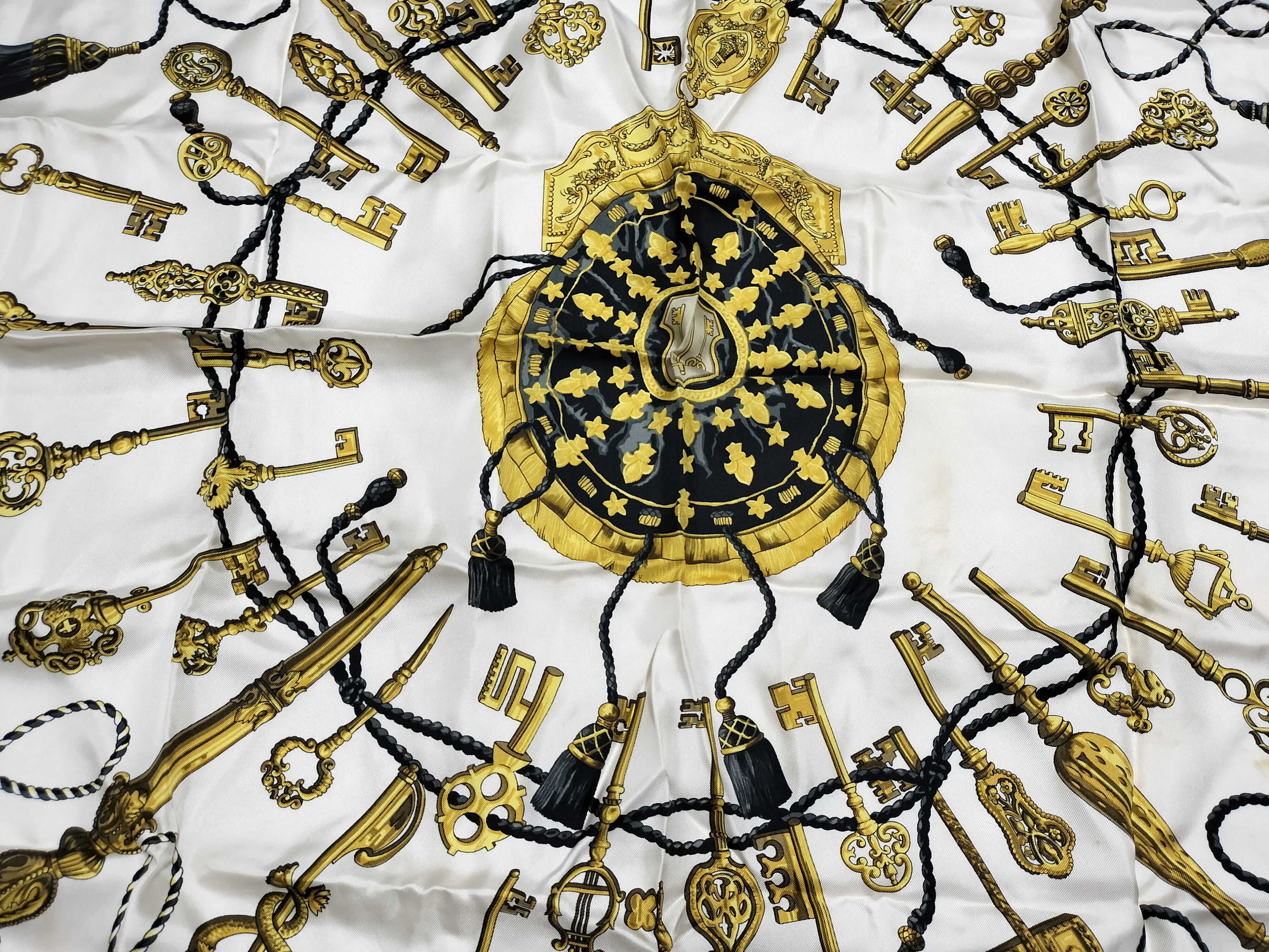 Hermes Silk Scarf in Les Cles Pattern by Caty Latham