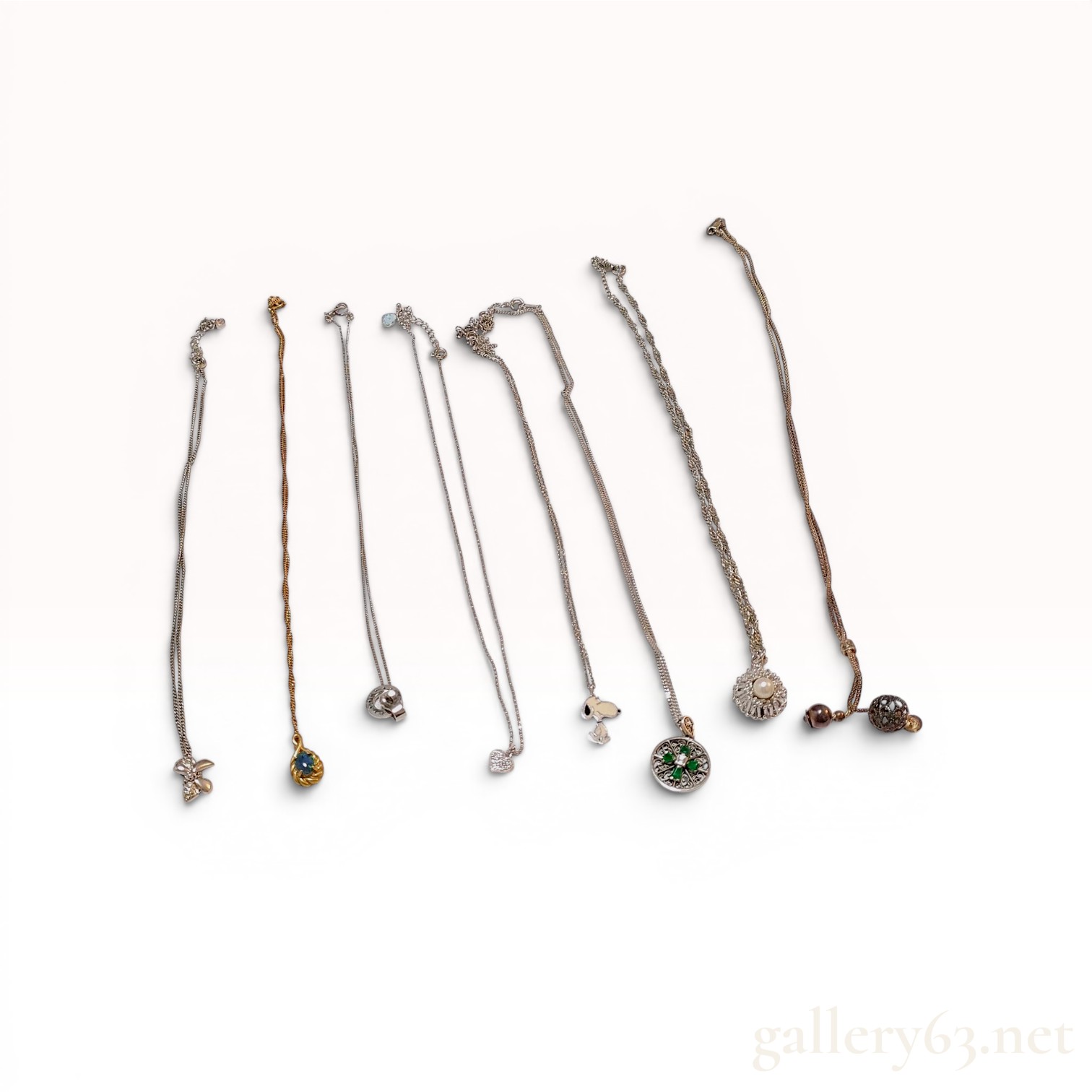 A Collection of Eight Assorted Sterling Silver Necklaces and Pendants