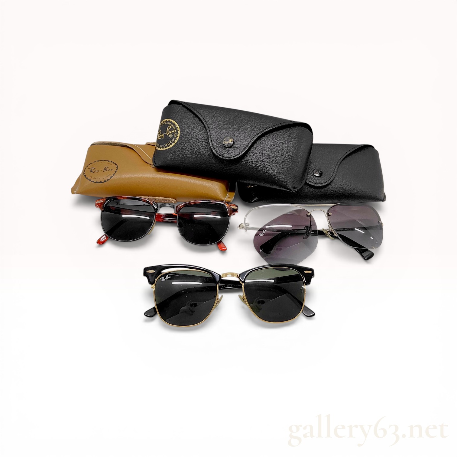 A Trio of Ray-Ban Sunglasses including Clubmaster and Highstreet Shield Models