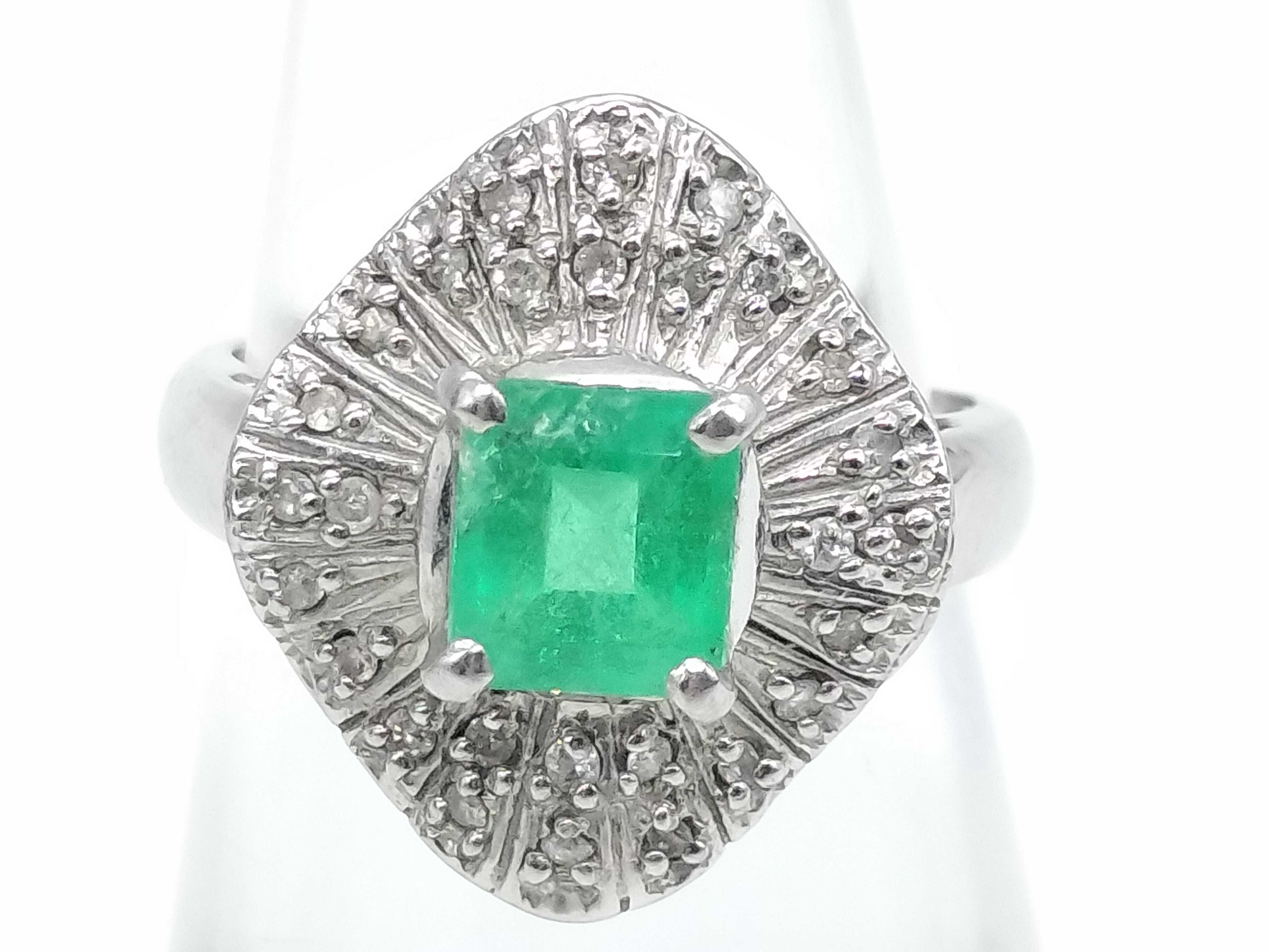 Platinum, Emerald and Diamond Ballerina Cocktail Ring